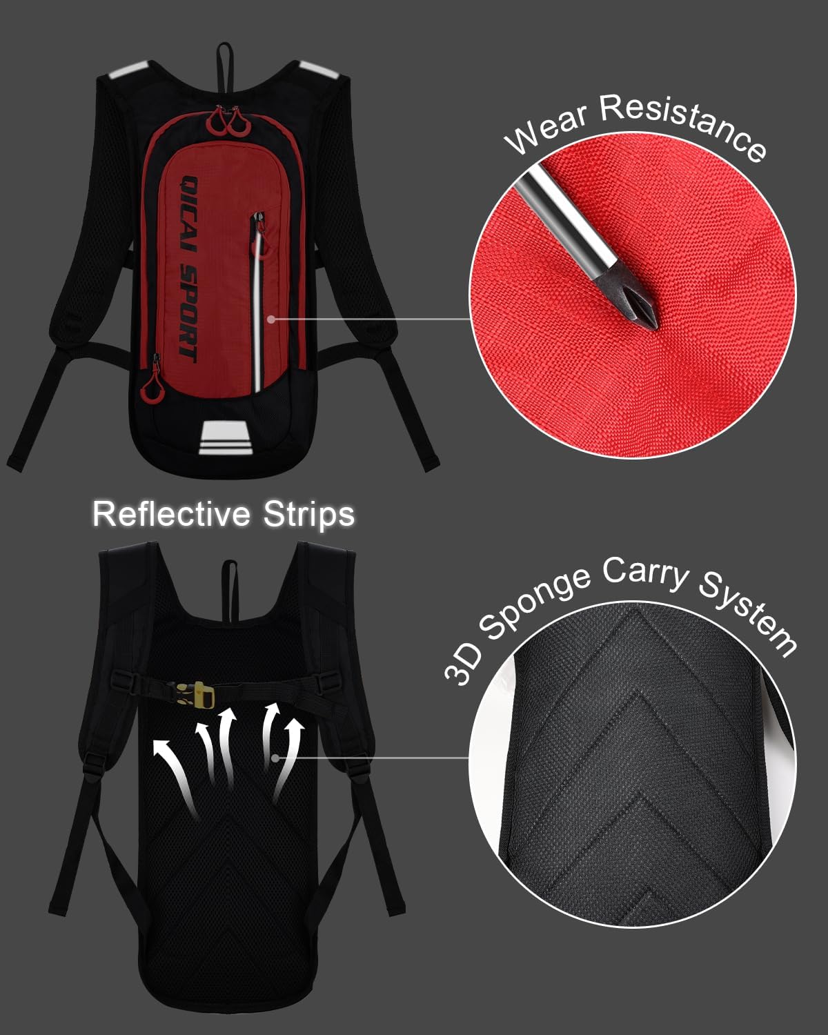 Cycling Backpack for Women, Small Waterproof Hiking Daypack, 10L Breathable Lightweight Biking Backpack with Chest Strap for MTB Bycicle Climbing Skiing, Red
