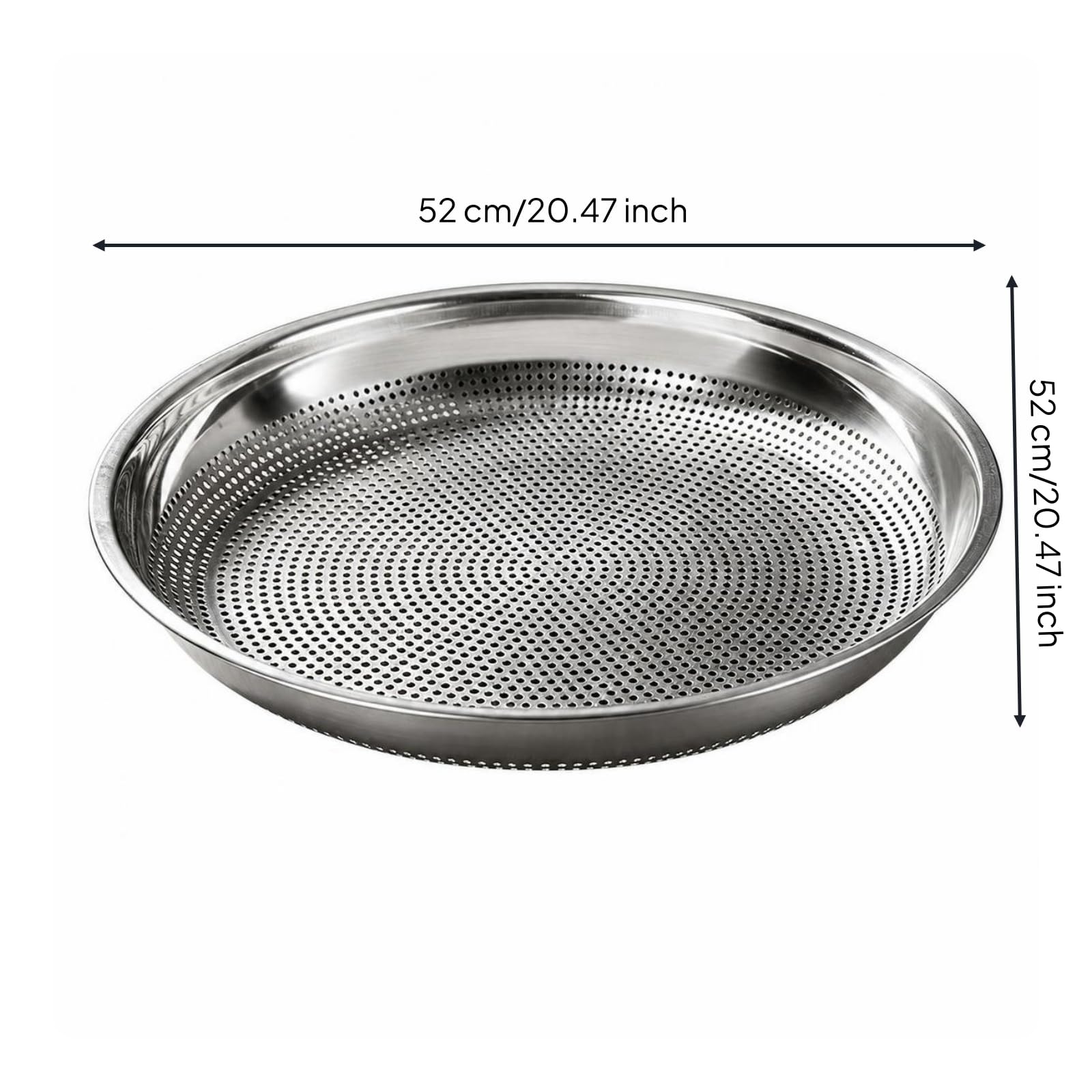 Qianly Colador Malla Fina Perforado Ergonómico, Utensilio, para Cocina, Reposteros, Cocineros, 52cm, 4mm Grosor
