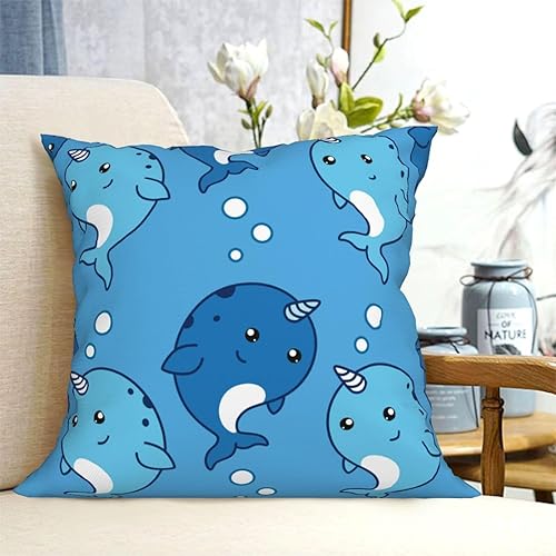 Miniatura 4 de Aimeryup Throw Pillow Covers 18x18 Inch Blue Sea Unicorn Whale Decorative Pillow Covers Cushion Covers cojines decorativos para sala Pillow Cases