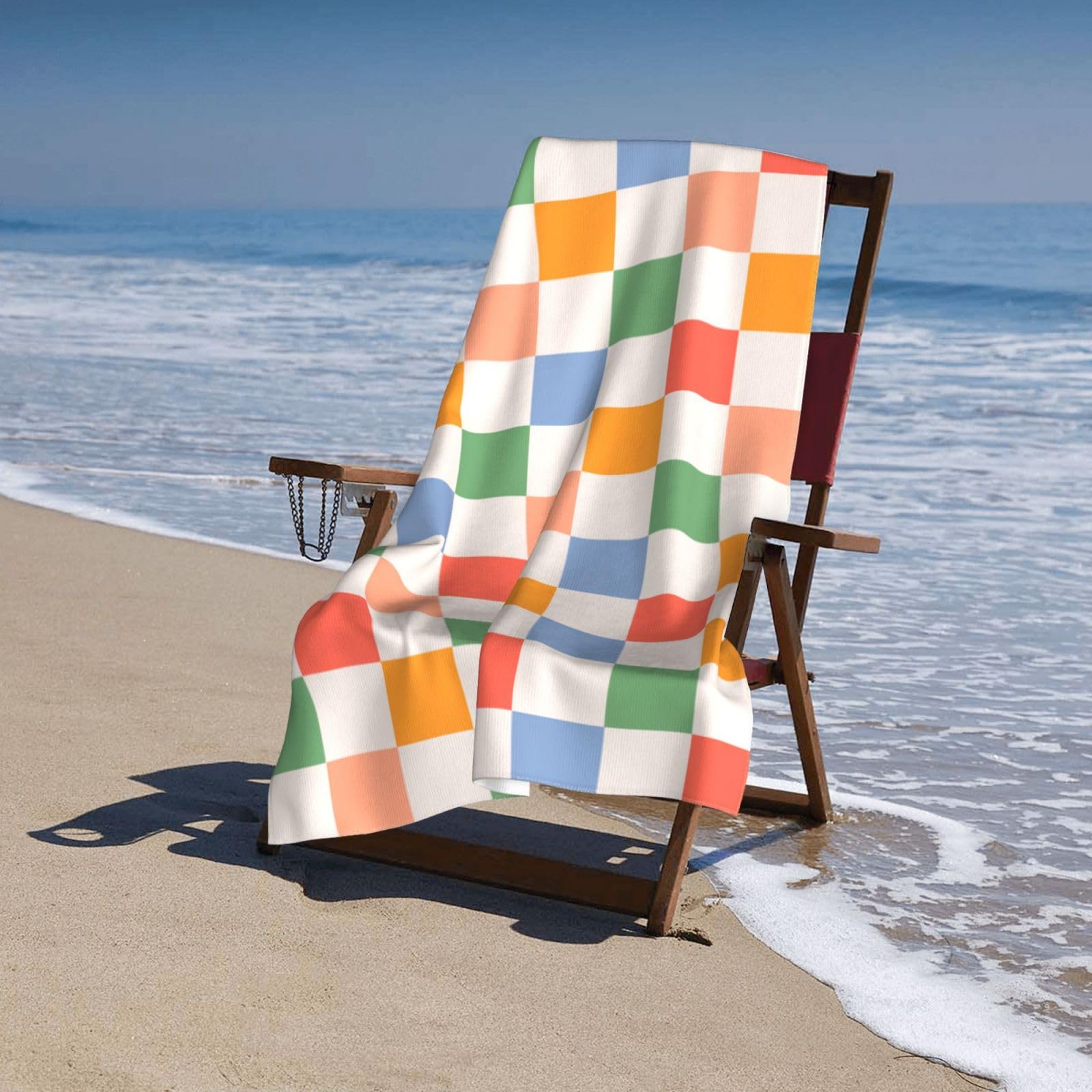 Amazon.com: VOOHDDY Checkered Retro Vintage 60s 70s Beach Towel  display picture 1