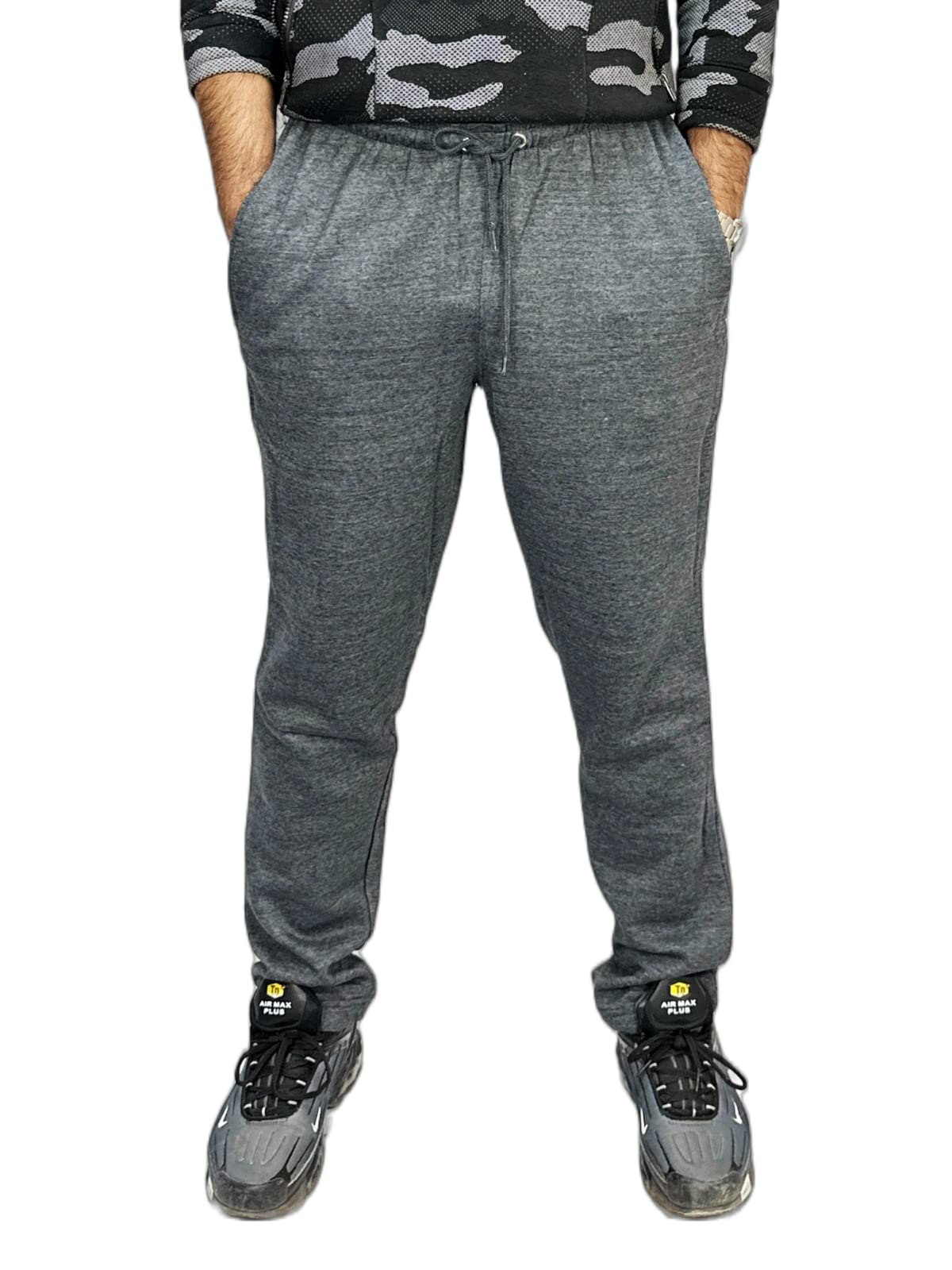 Luxfab Men's Charcoal Jogging Pants Tracksuit Bottoms Trousers Casual Joggers For Uk Zip Pockets Elasticated Open Hem Classic Jog Pants Jog Sweatpants Sports Joggers