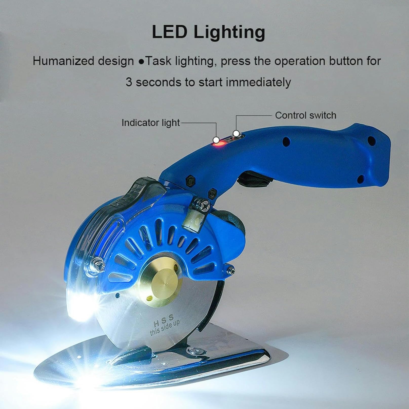 Cortador De Tela Giratoria Eléctrica Con Iluminación LED, Ajuste De 5 Velocidades, Batería De 2 X 2500 MAh, Máquina De Corte De Tela Inalámbrica De 100/110/125 Mm, Espesor De Corte: 27/32/40 Mm
