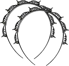 2 Stück Haarreifen Mit Klammern, Haarreif Mit Clips, Double Bangs Hairstyle Hairpin, Haareifen Mit Clips, Haarreifen Damen, Haarreif für Alle Haartypen und Frisuren (Schwarz, 1)