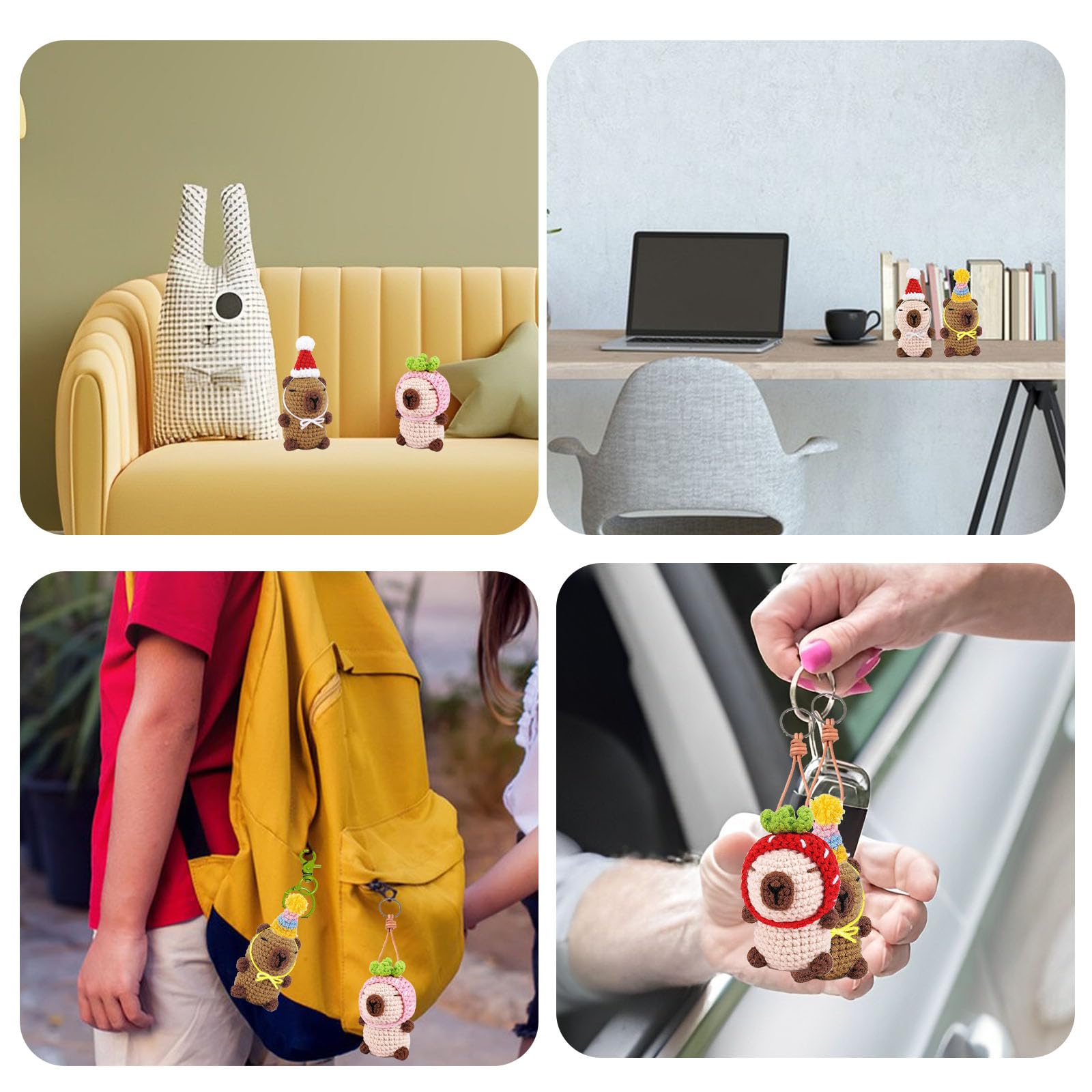 Juvanovo Kit Crochet Capybara, 2 Piezas Capibara Crochet Kit principiantes, Kit Ganchillo Capybara, Kit de Crochet Capibara con Tutoriales en Video, Capybara Regalo para Adultos y Niños