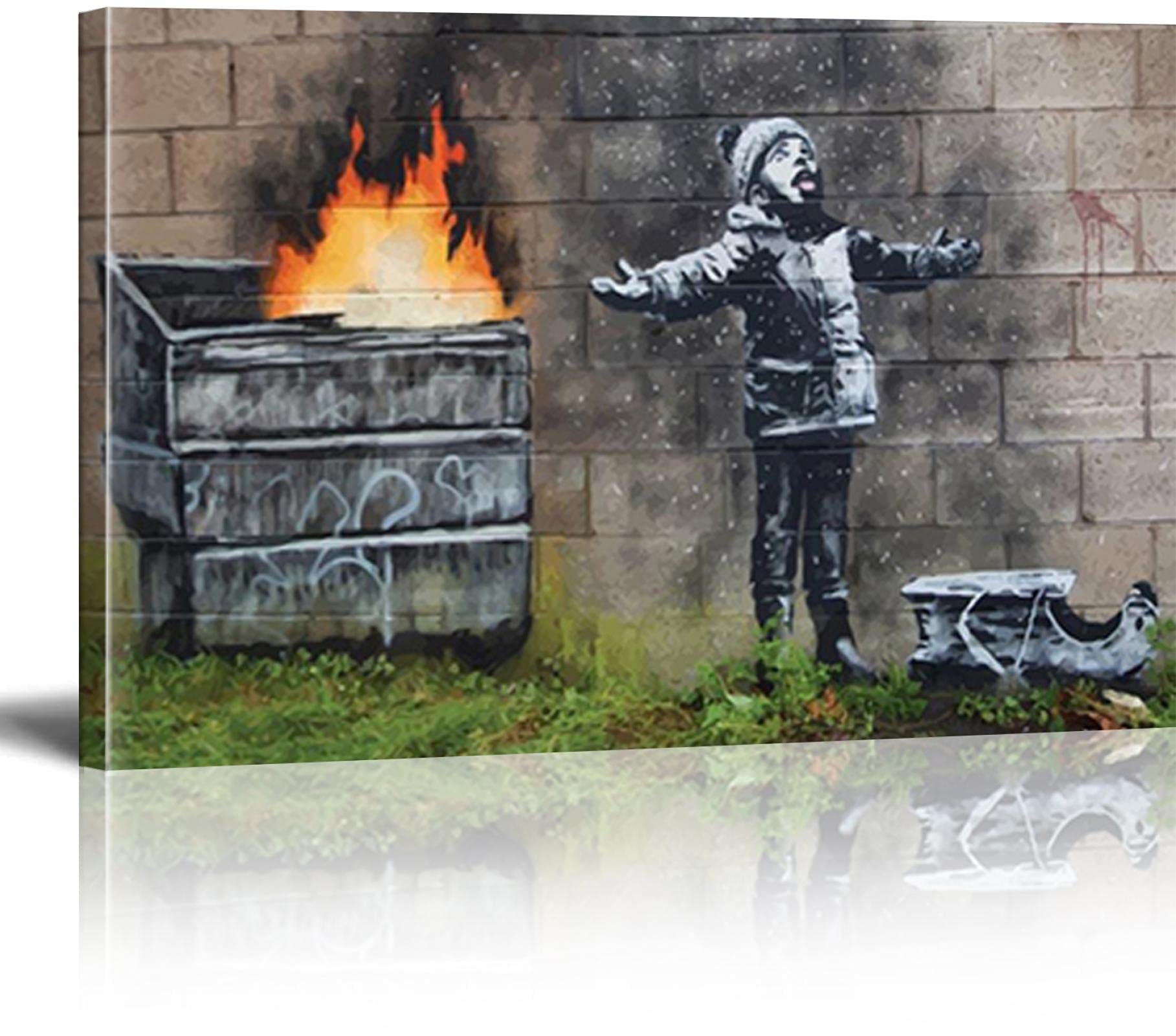 MJEDC Banksy Canvas Pictures Seasons Greeting Graffiti Street Art Canvas Picture Ready on Stretcher Frame Art Prints Living Room Wall Decoration XXL 30 x 50 cm