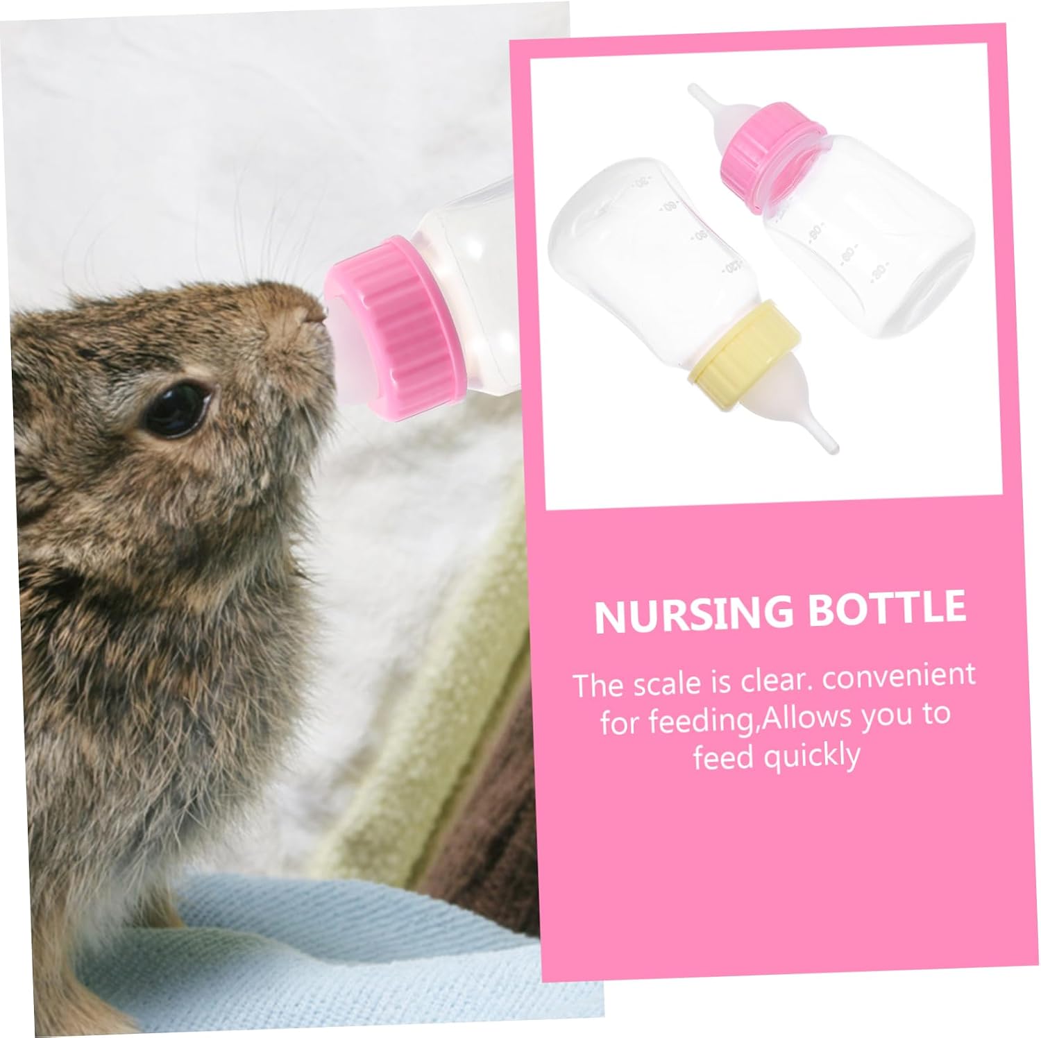 WOONEKY 2pcs Kitten Milk Feeder Cat Pacifier Bottle Kitten Nursing Bottles Brush