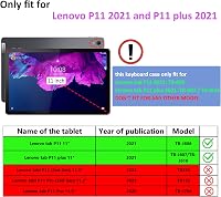 Yeegnar Billentyűzetes Védőtok Lenovo Tab P11/P11 Plus (TB-J606/TB-J607) Tablethez - Levehető Vezeték Nélküli Mágneses Billentyűzet, 11", Fe 3