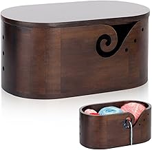 Aeelike Oval Yarn Bowl with Lid, Extra Large Wooden Yarn Bowls for Crochet and Knitting, Large Size 11 x 6 inches Crochet Bowl for Yarn Wool Bowl Holder - Black Walnut Wood