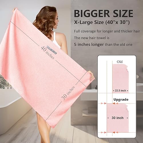 Miniatura 2 de Toalla de microfibra extra grande para mujer, cabello rizado, largo y grueso, paquete de 2 toallas de secado de cabello ultra absorbentes, turbante