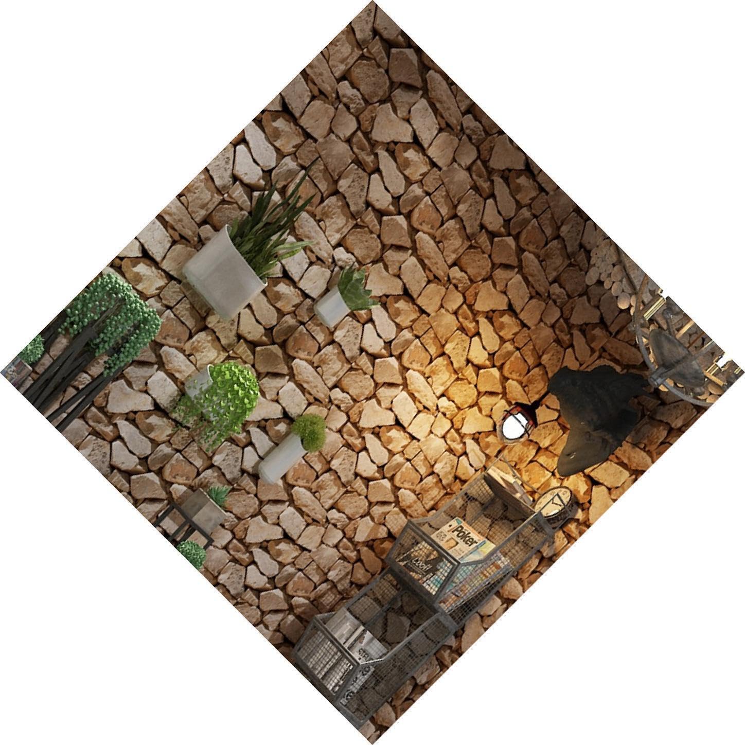 TWISAXC Retro Brick Stone Stickers Stunning Vintage Rocks Wall Paper Gorgeous PVC Murals Artistic Wall Stickers for Home Decor 3D Retro Stone Paper Covering