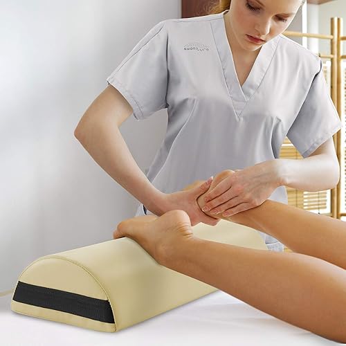 Miniatura 2 de Saloniture Almohadilla de almohada jumbo media redonda para mesa de masaje debajo de la rodilla, 26 x 9 x 4.5 pulgadas, color crema