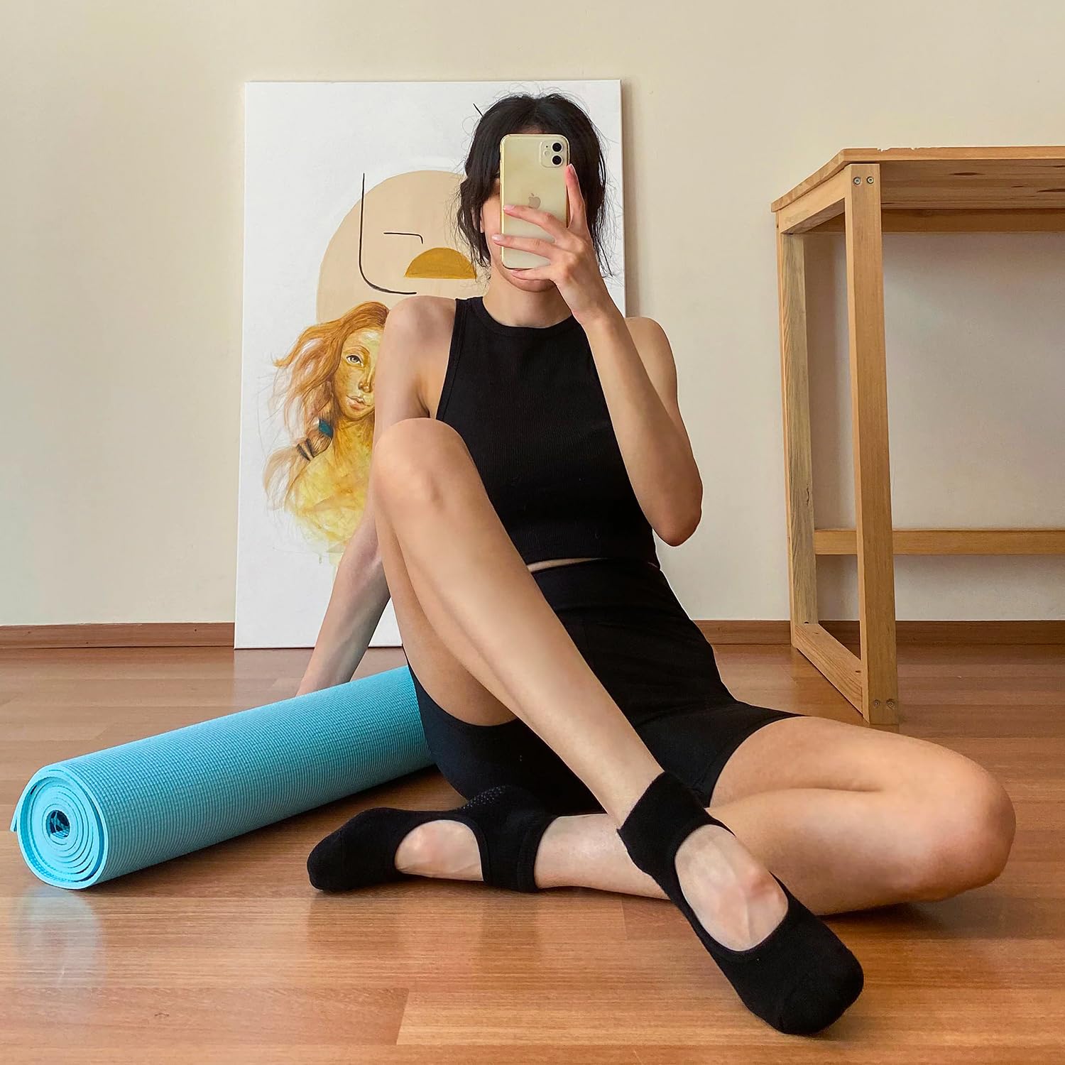 5 Pairs Non Slip Pilates Socks with Grips for Women, Grip Socks for Yoga Ballet Barefoot Workout Anti Skid Athletic Socks