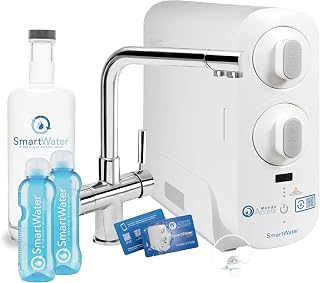 SmartWater Tap Pack Wasserreiniger unter Waschbecken mit Wasserhahn 4 Wege reines Wasser ohne Flaschen Komplettsystem ohne Abonnement 1,6 l/min mit Flasche und Flaschen