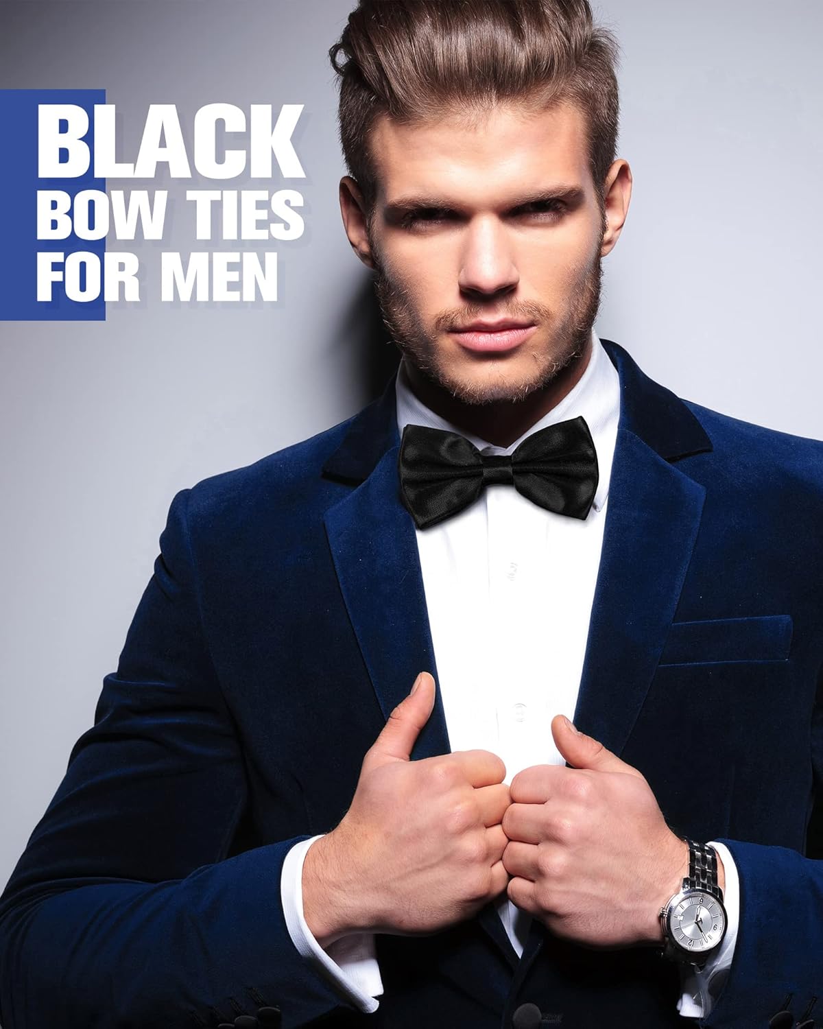 Hercicy 20 Pieces Bow Ties for Men, Formal Satin Solid Tuxedo Adjustable Length Pre Tied Bow Ties for Wedding Celebration - Image 5