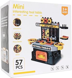 مجموعة ألعاب طاولة أدوات صغيرة، من 57 قطعة لعمر 3 سنوات فما فوق، بلاستيك، متعدد الألوان