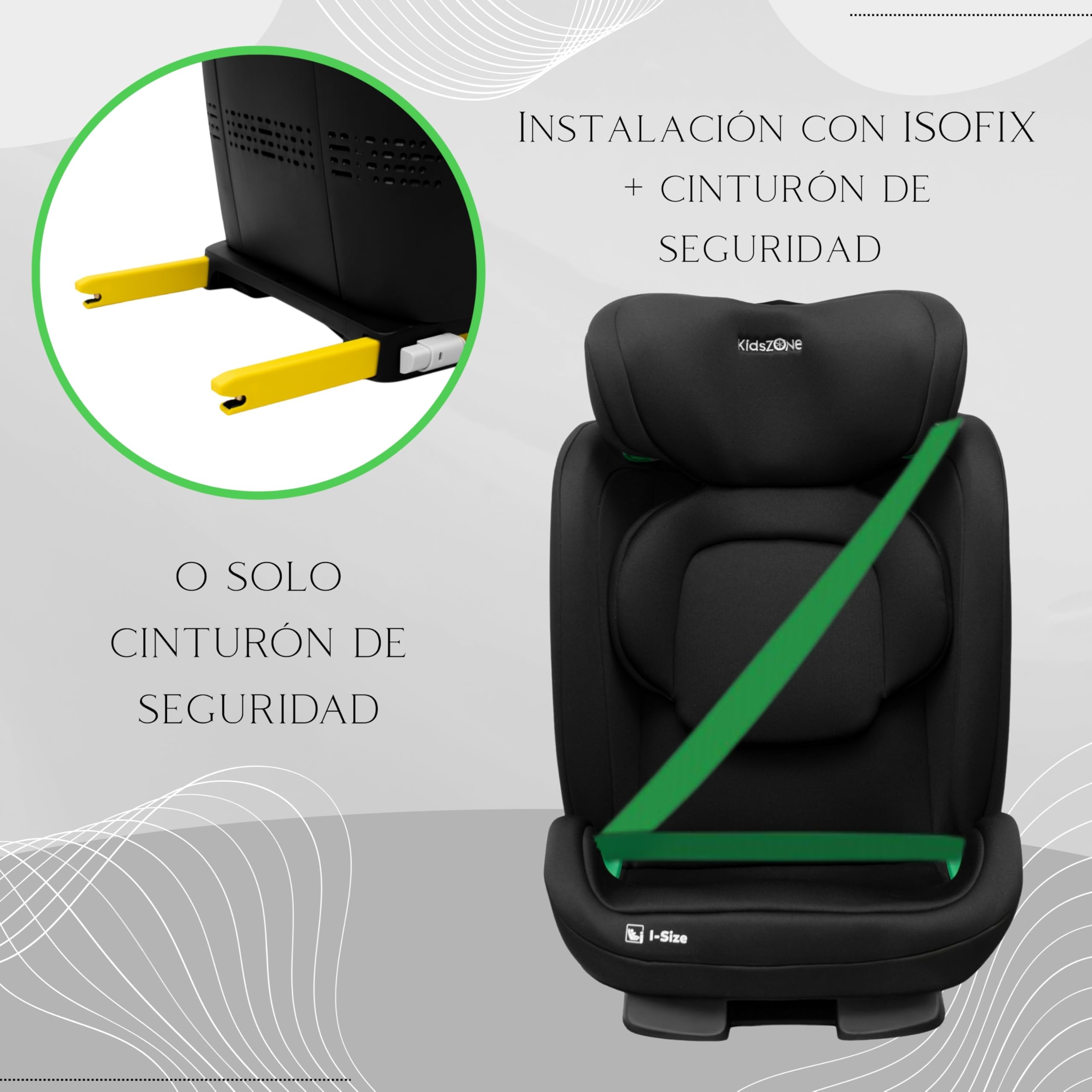 Silla Coche Grupo 2-3 Isofix 15-36 kg, 100-150 cm - Silla de Coche para niños 4 a 12 años, i-Size - 7 Posiciones de Reclinado, Reposacabezas 9 Posiciones, Funda Desmontable