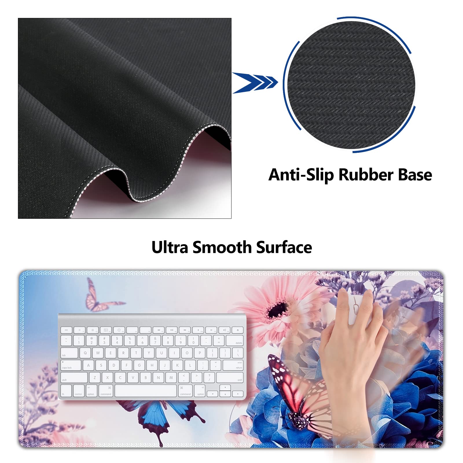 AIMSA Grand tapis de souris de jeu, repose-poignet pour clavier, tapis de souris ergonomique en mousse à mémoire de forme, multifonctionnel, base en caoutchouc antidérapant pour bureau, maison,