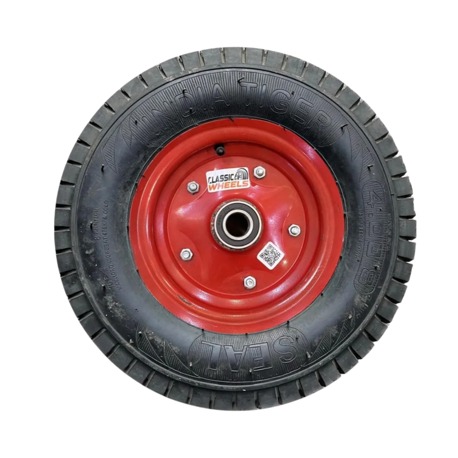 Wheelbarrow Wheel 4.00-8 | Complete Wheel Assembly with Rubber Tyre & Bearing | Strong Metal Rim | Ideal for Hand Carts & Trolleys-image-10