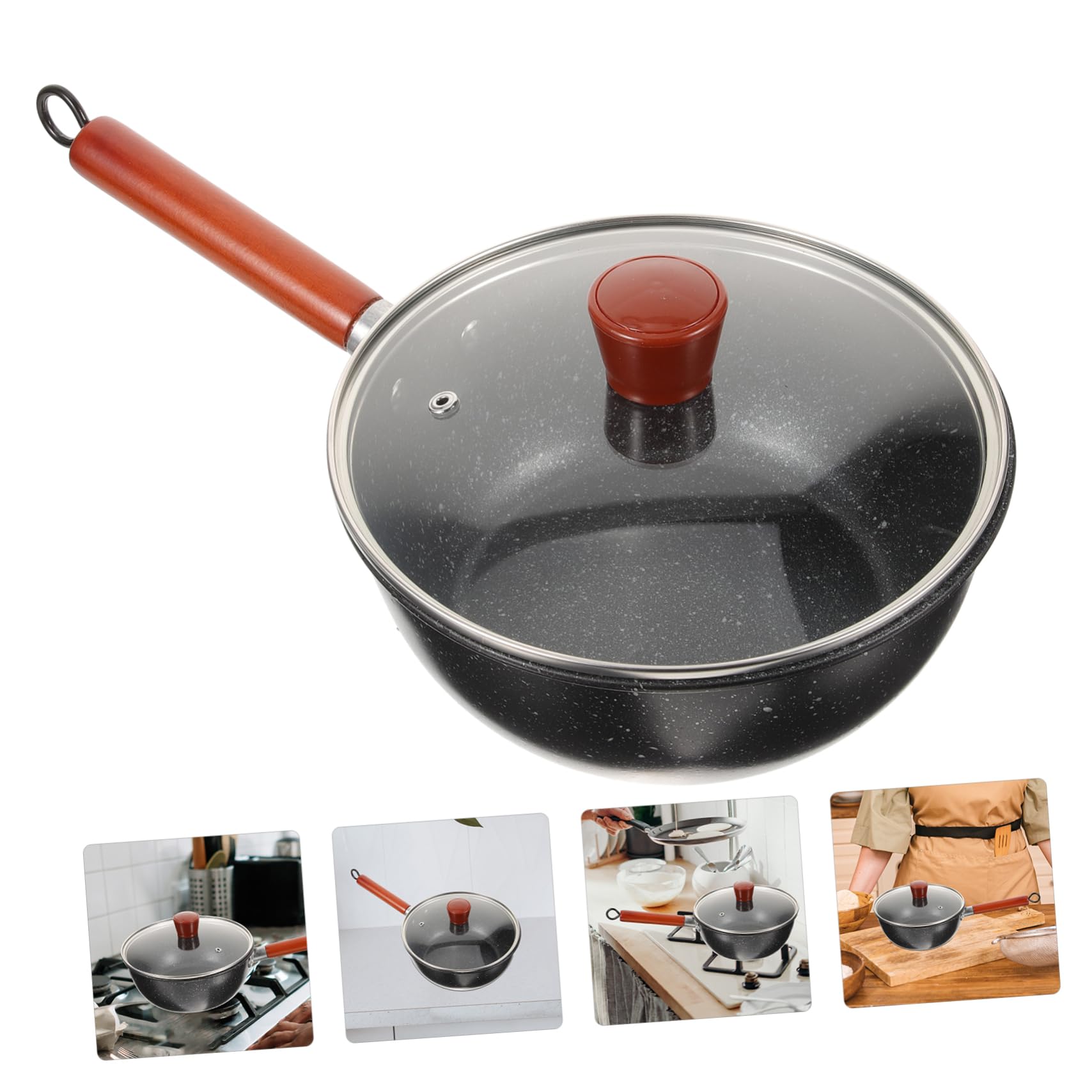 COLLBATH Nonstick Small Pot Hot Aluminum Alloy Milk Melting Pot for Home with Lid