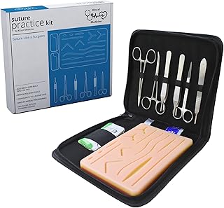 Suture Kit | Kits of Medicine | HD Suture Guides Included | Complete Suture Practice Kit For Medical Students, Veterinarians, Nurses | Durable Silicone Skin Suture Pad | Great Gift