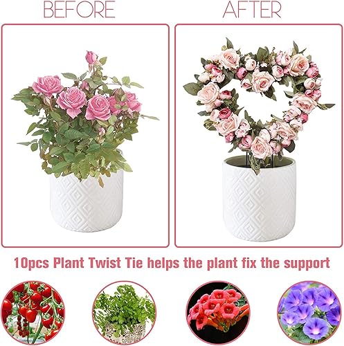 Miniatura 9 de Halatool Paquete de 4 enrejados de metal negro para plantas trepadoras, estructura de soporte de tallo de vid de hierro de 13 pulgadas, soporte de