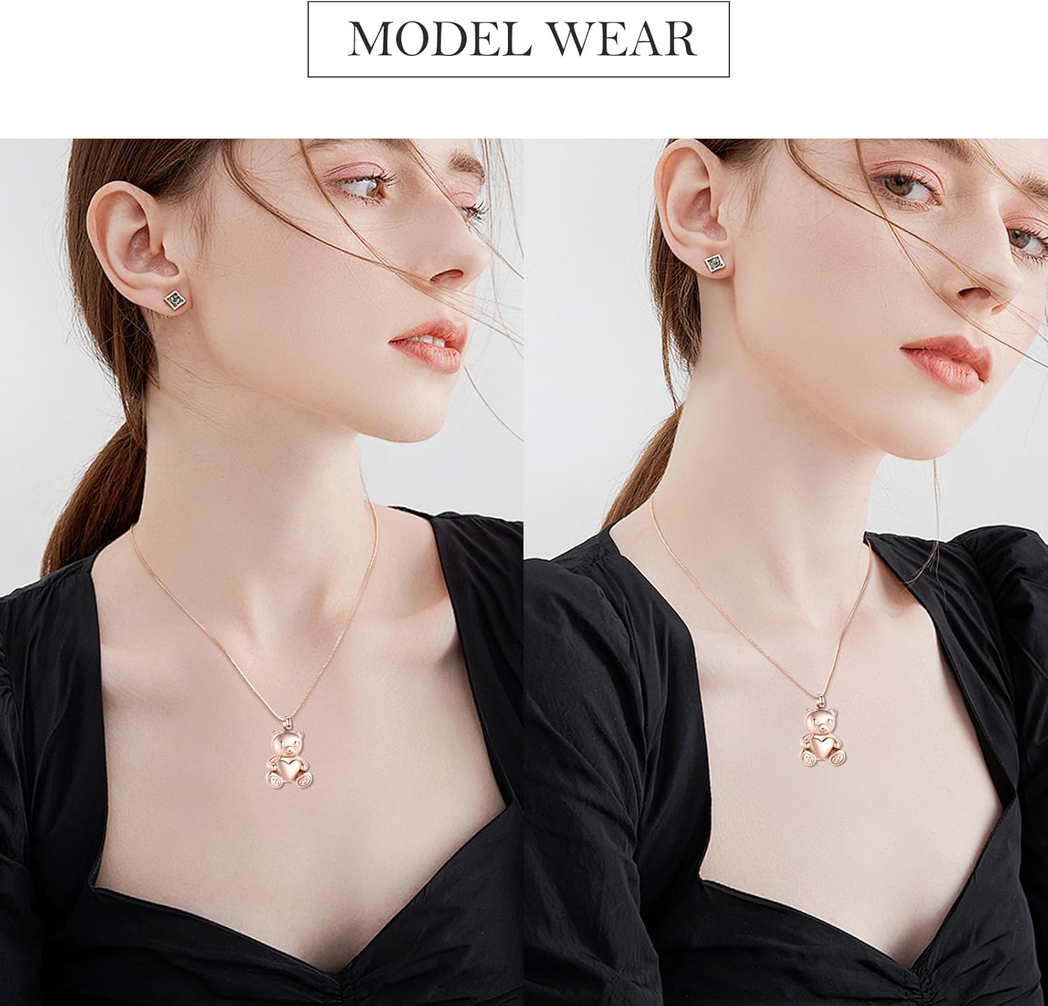 Teddy Bear Urn Necklace for Ashes Cremation Jewelry for Women Men Stainless Steel Memorial Necklaces Ash Holder for Human Pets Keepsake Jewelry for Loved Ones with Fill Tool