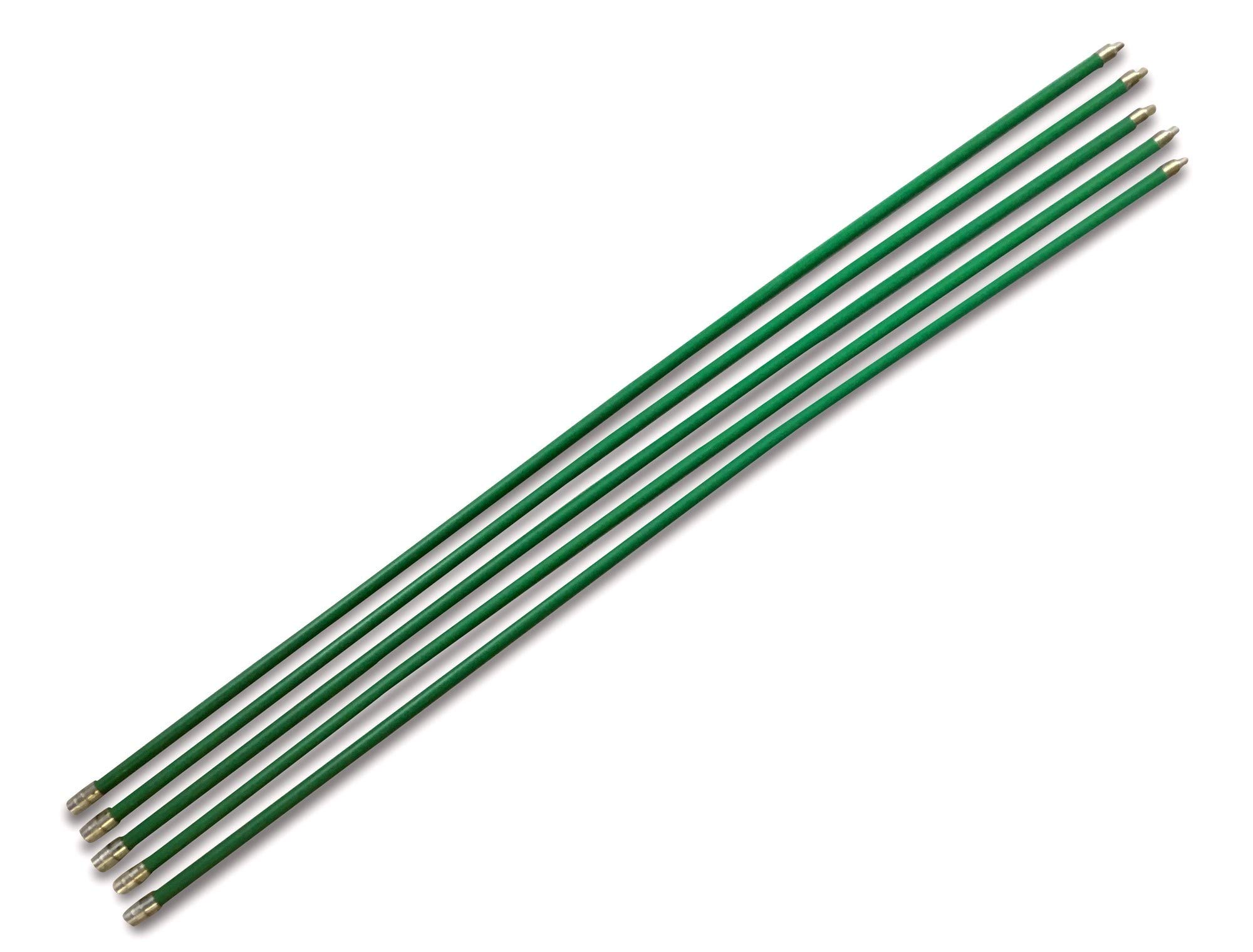 Lote de 5 varillas de deshollinado verdes autoblocantes profesionales | Complemento o extensión para kits de chimeneas | Longitud 5 metros | 5x1 m | Kibros 4KIT5KB10 | 5 cañas PPN verdes autobloqueantes Ø 18 mm, longitud 1 m cada una, sistema Kiblok, comp