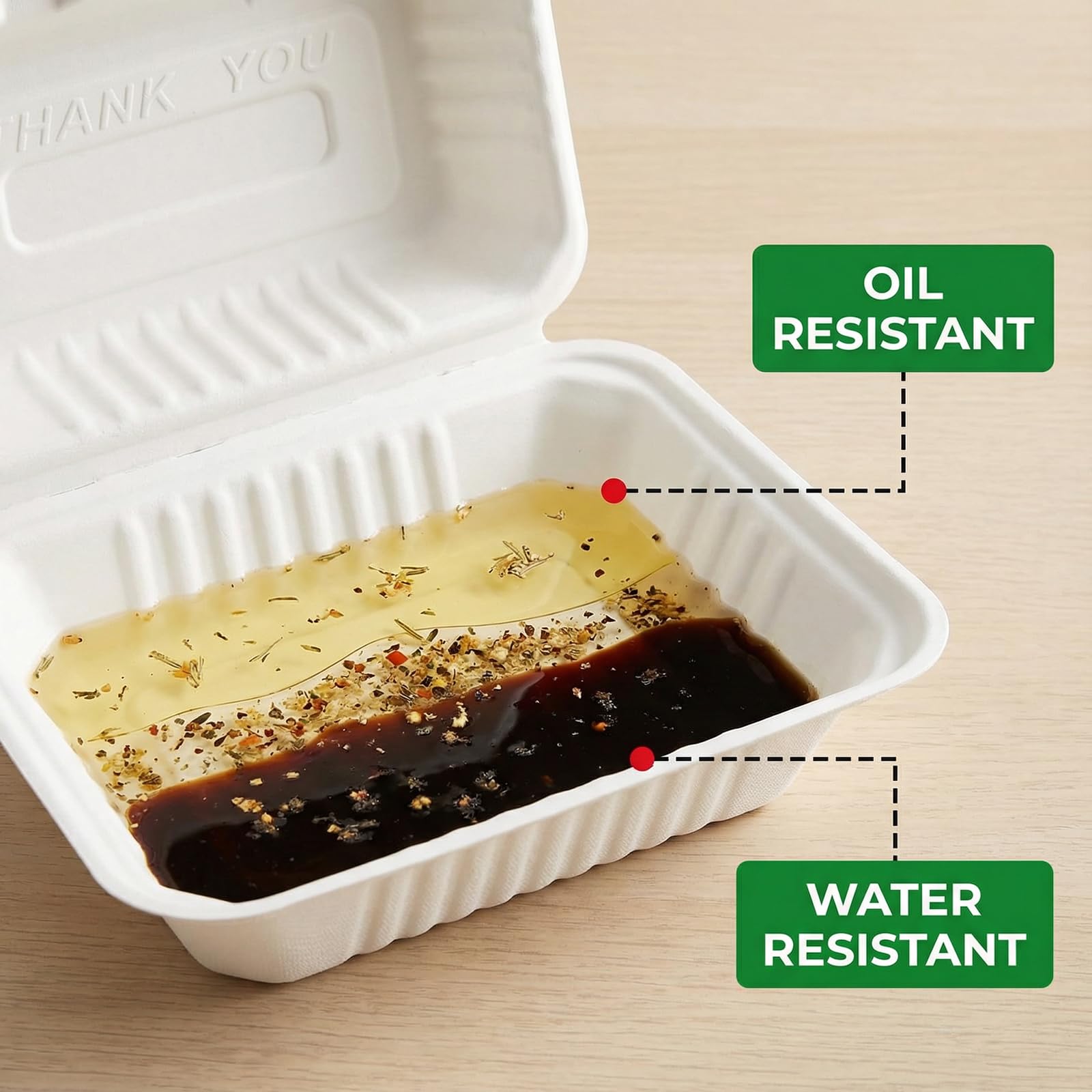 Elsjoy Confezione da 90 contenitori usa e getta a conchiglia da asporto, 22,9 x 15,2 cm, contenitori per alimenti da asporto, compostabili, per ristoranti, feste, microonde