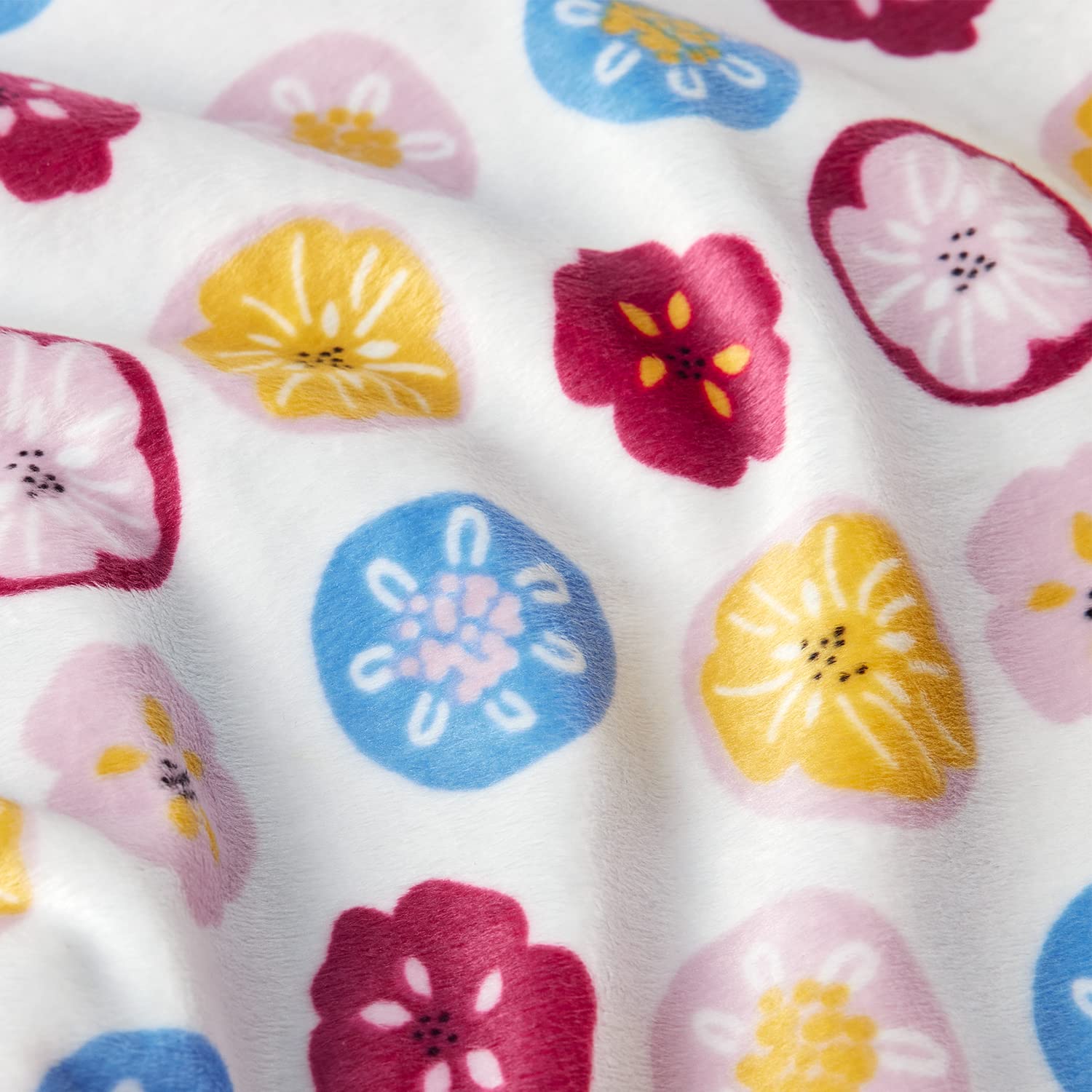 DaysU Silky Micro Soft Plush Baby Blankets for Girls with Print Floral Pattern and Soothing Raised Dots, Double Layer Bed Throws for Baby Crib, Flower, Pink, 30x40 Inches