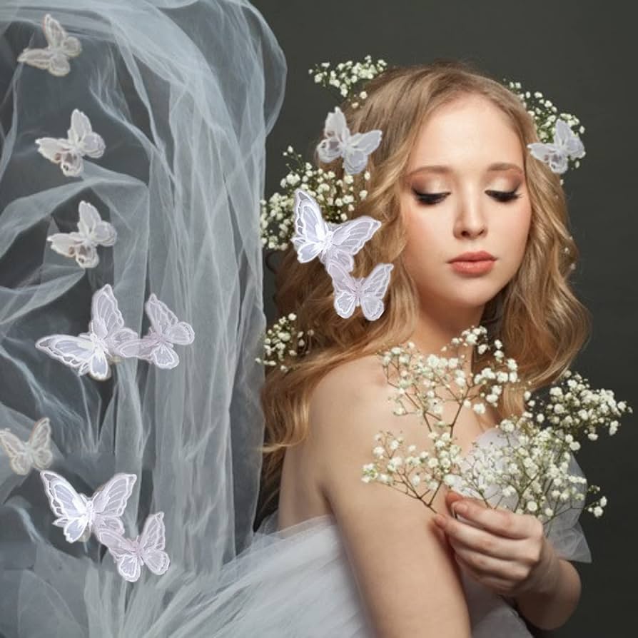 Amazon.com: 32 Pcs White Lace Butterfly Applique Embroidery