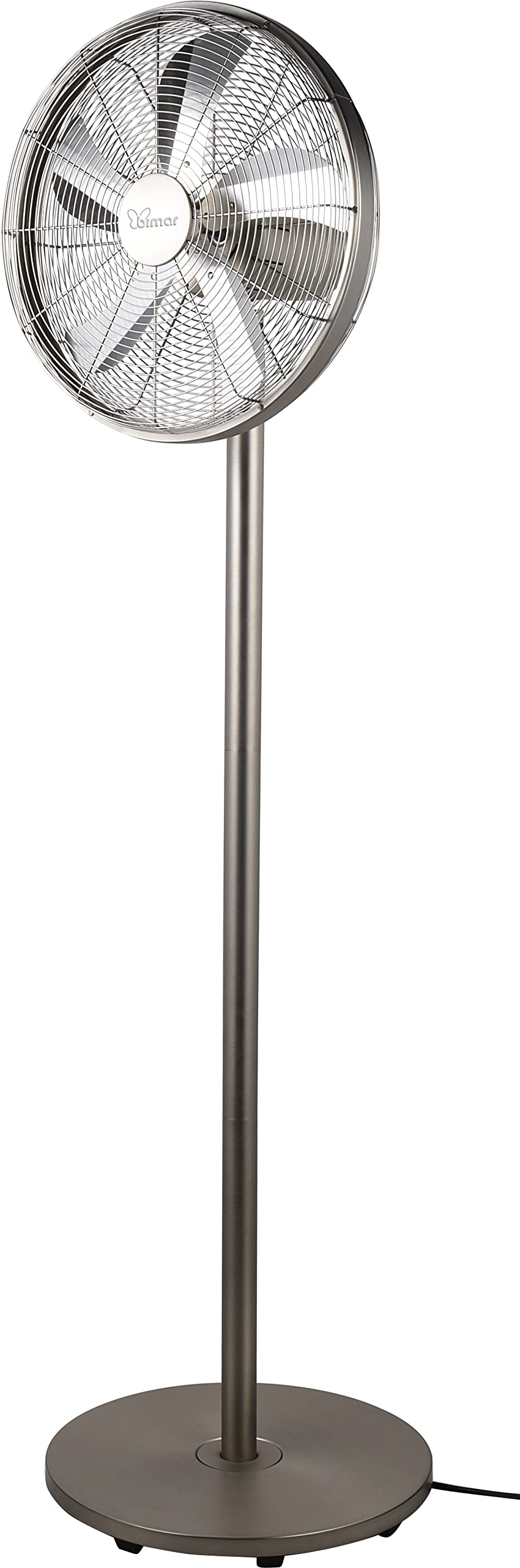 bimar VPM411 Ventilatore a Piantana Altezza max 167 cm in Metallo, Ventilatore Silenzioso con Selettore 0+3 Velocità, Elica Ø 40 cm con 5 Pale, Motore 60W, Tasto Oscillazione Destra-Sinistra