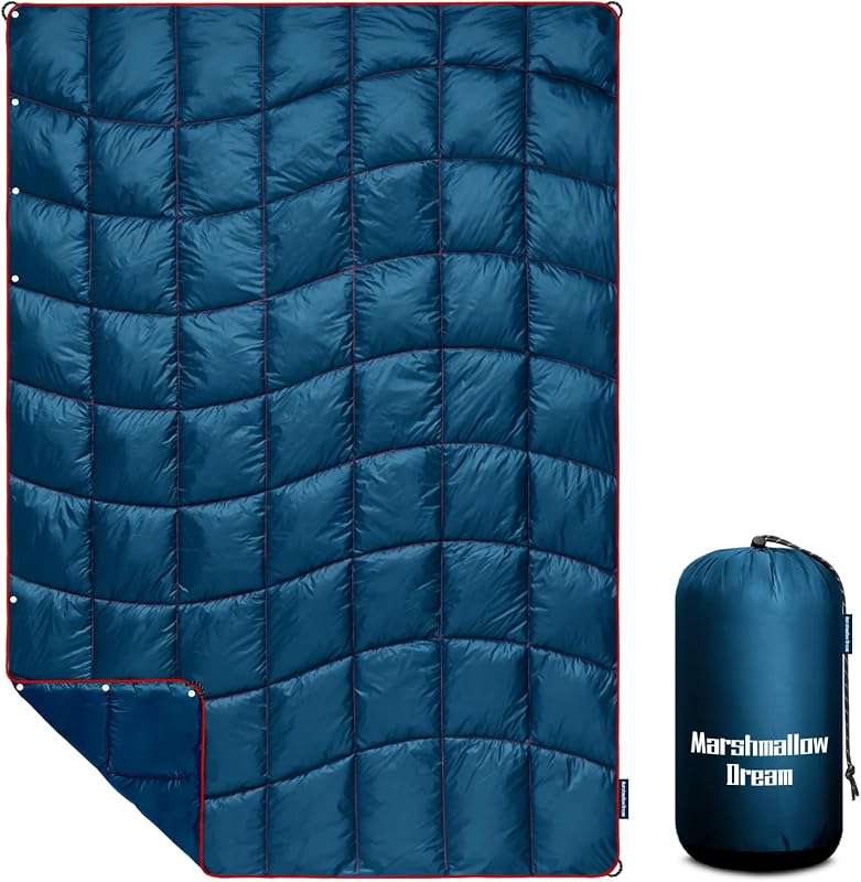 Manta de camping, manta hinchada para campamento, mini manta para exteriores | Ligero, resistente al viento, resistente al agua para senderismo, mochilero, auto, picnic, estadio.