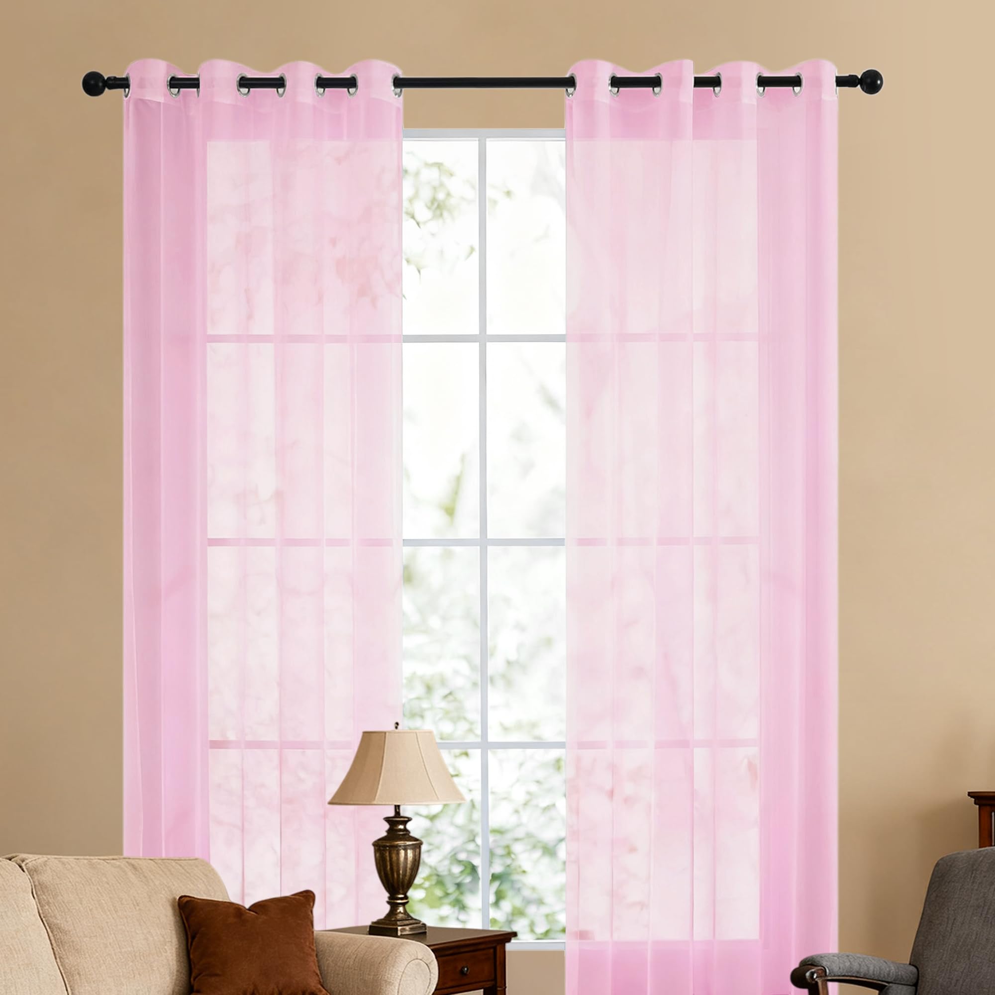 Voilages rose oeillets pour salon et chambre cocon doux et cosy