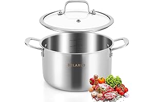 Versatile DELARLO Tri-Ply Stainless Steel Stock Pot with Lid for Culinary Excellence