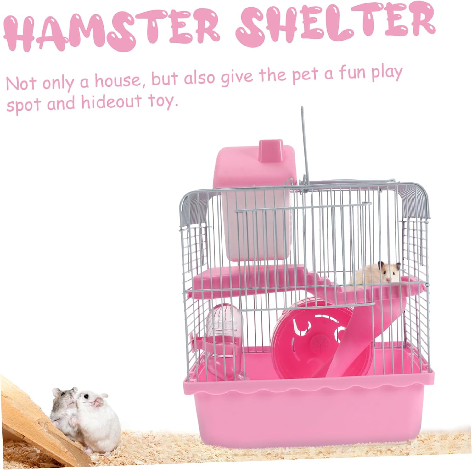 WOONEKY Pet Cage for Hamsters Double Layer Small Animal House Hideout Playroom for Rats Small Pets