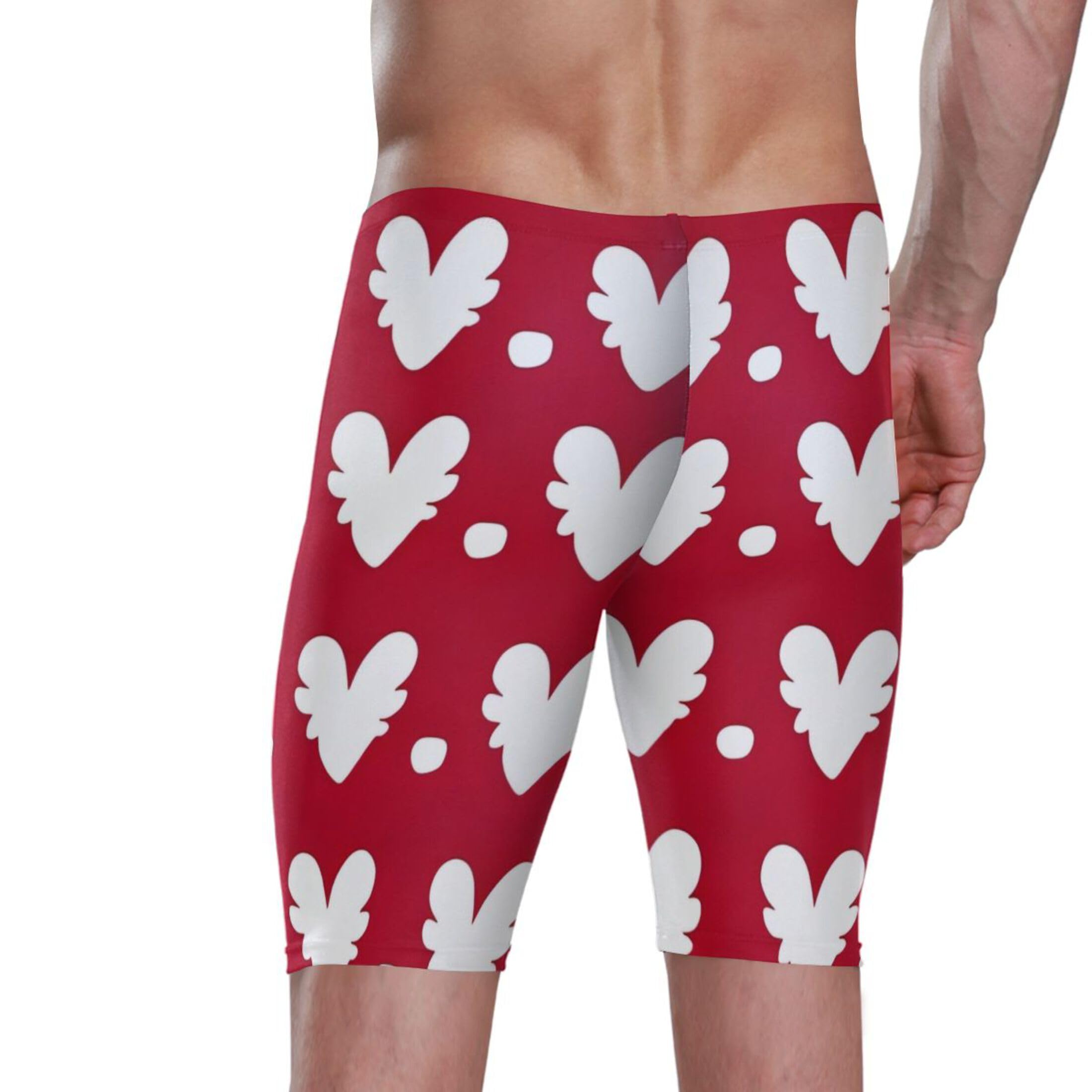 UMIRIKO Valentine's Day Heart Men's Swimsuit Swim Jammers L B0401218