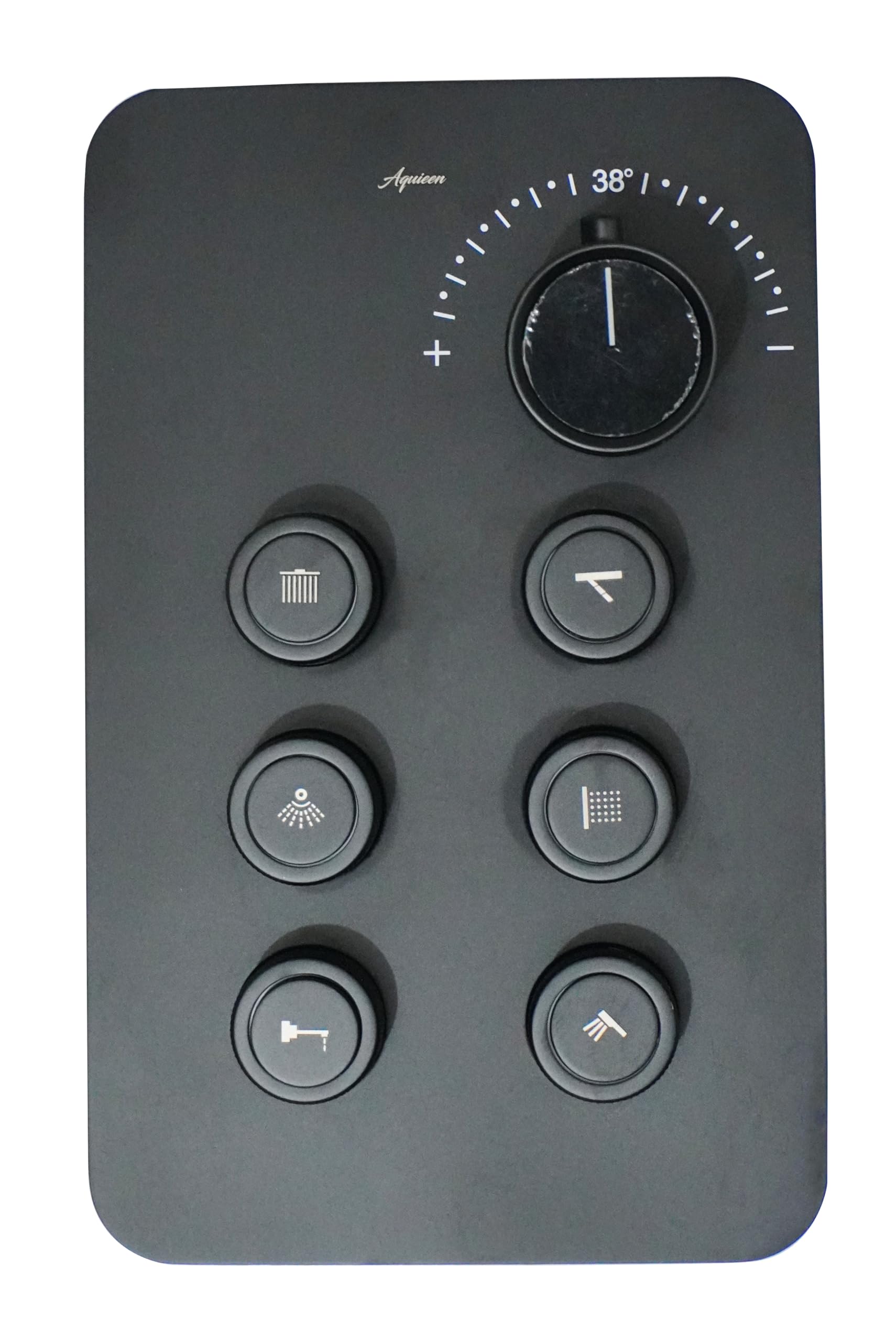 Aquieen Thermostatic Diverter with Push Button & Flow Control (Matt Black, 6 Way) 3
