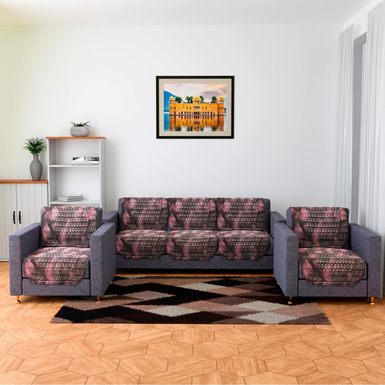Heart Home Sofa Cover | Net Sofa Slipcover Set | Sofa Cover for Living Room | Sofa Slip Cover for Hall | 5-Seater Sofa Cover for Home Decor | Shaded Venus Sofa Cover Set | Brown (B0CLGWT6Y6) Amazon Price History, Amazon Price Tracker