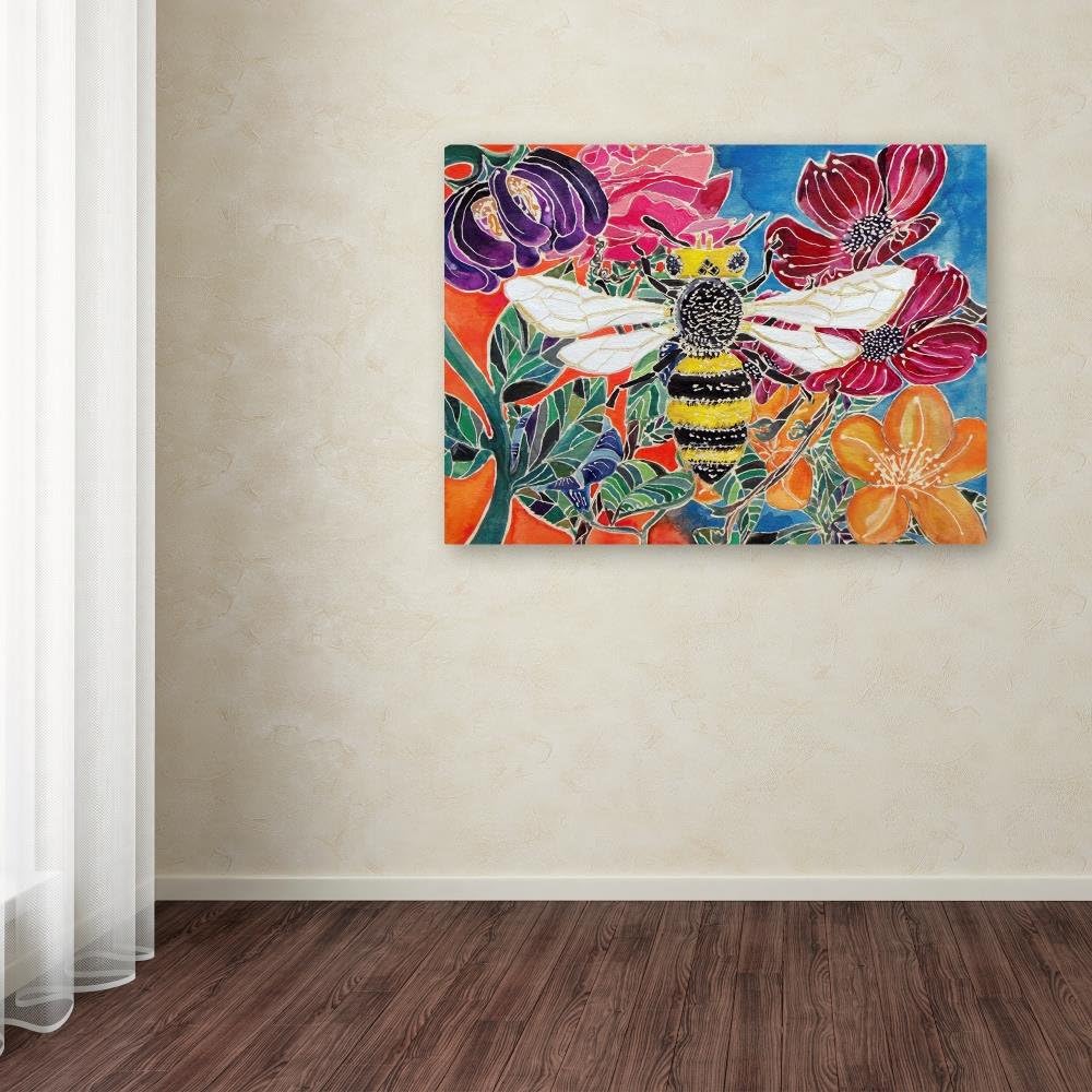 Colorful Bee and Flowers Canvas Wall Art