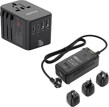 EPICKA Universal Travel Adapter, 70W GaN International Plug Adapter with PD Fast Charging and EPICKA 2000W Pure Sine Wave Voltage Converter, 220V to 110V Power Transformer with 20W PD USB-C Fast Charg