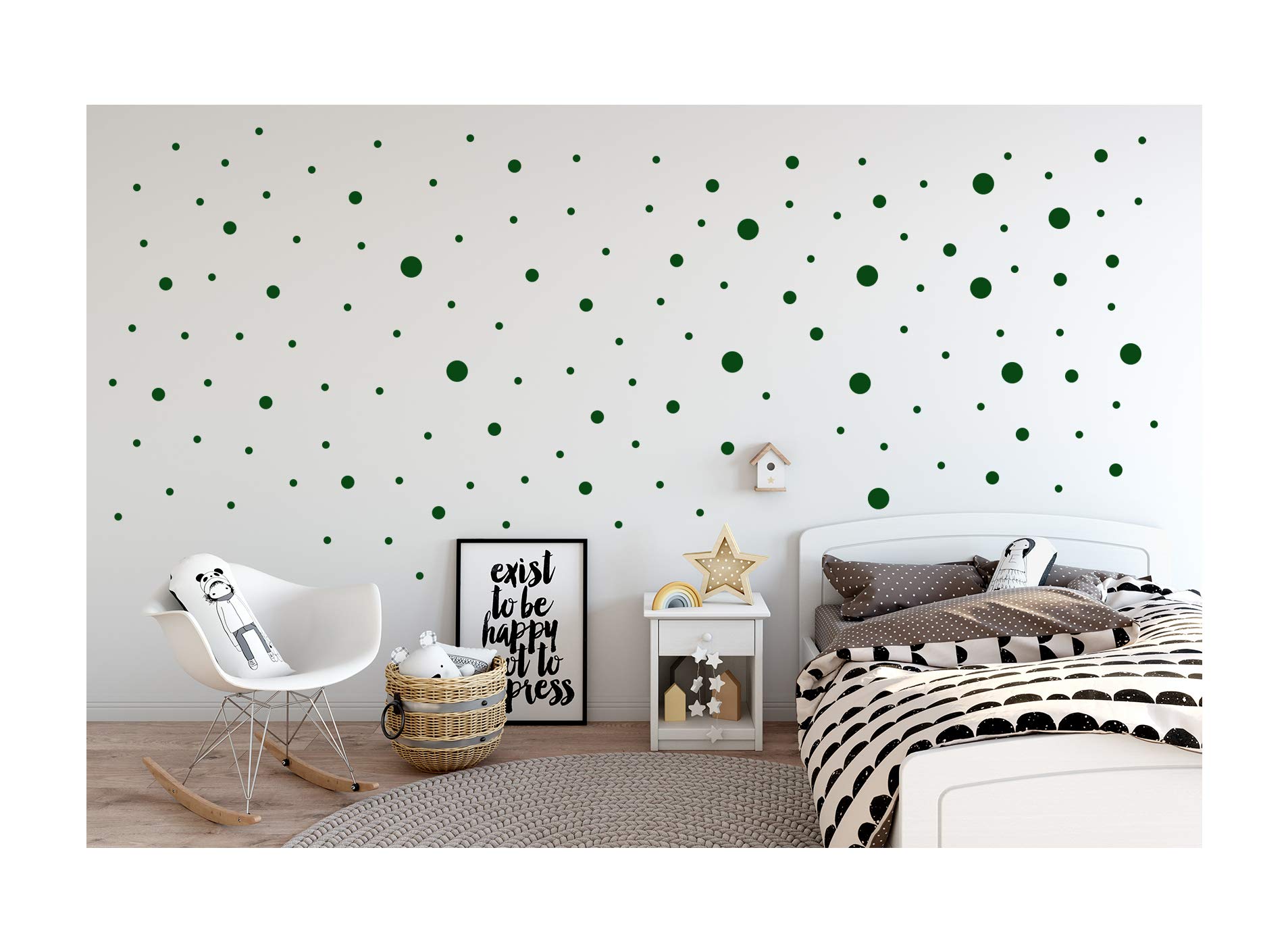 StickerDeen | Mixed Size Point Polka Circle Dots Pattern Style Shape Decoration Removable Nursery Wall Art, Window, Furniture Vinyl Decal Stickers Gift | (Pack of 80) (Green)