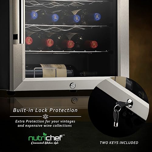 Vista 24 de NutriChef - Refrigerador para 12 botellas de vino termoeléctrico, para encimera Refrigerador, refrigerador de funcionamiento silencioso, Compresor