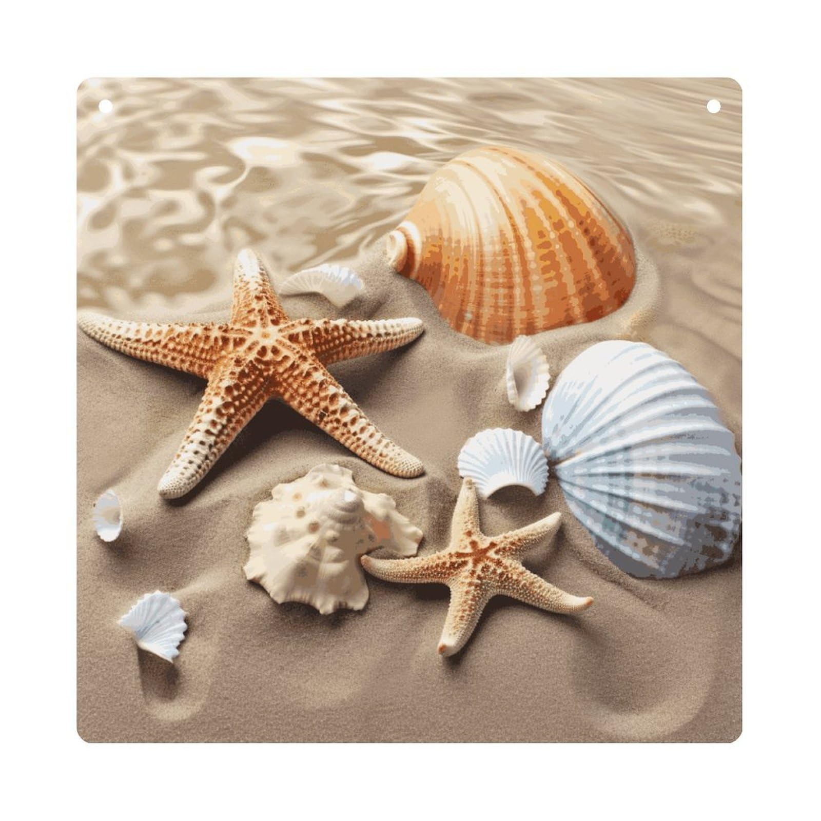 Adfgyerh Style Sea Shell Starfish Hanging Ornaments Window Hanging Modern Acrylic Decor For Living Room Bedroom Dining Room Hallway Office Wall Decor, 8X8 In