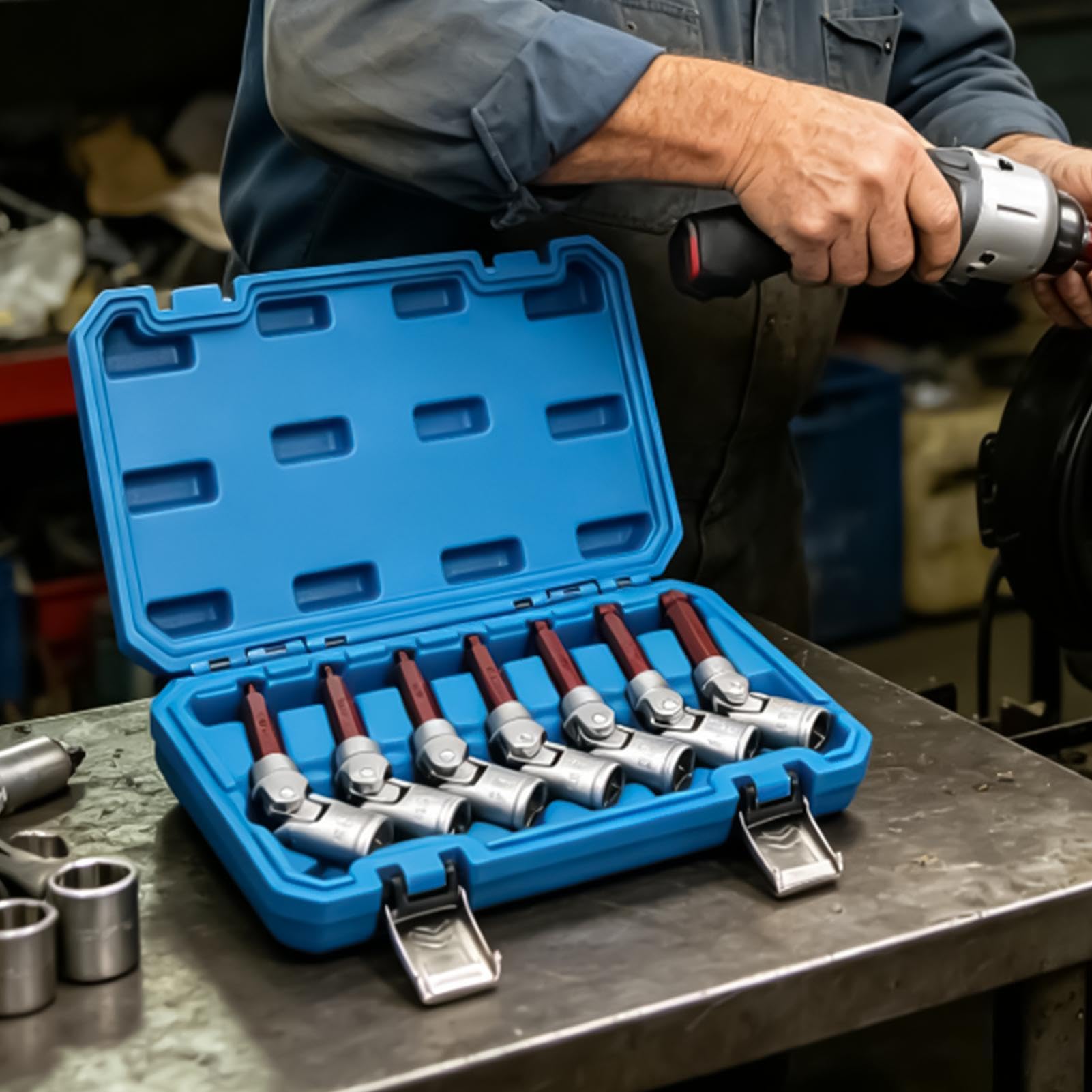 Metrisches Sechskant-Bit-Steckschlüssel-Set, 1,3 cm, robust, enge Passform