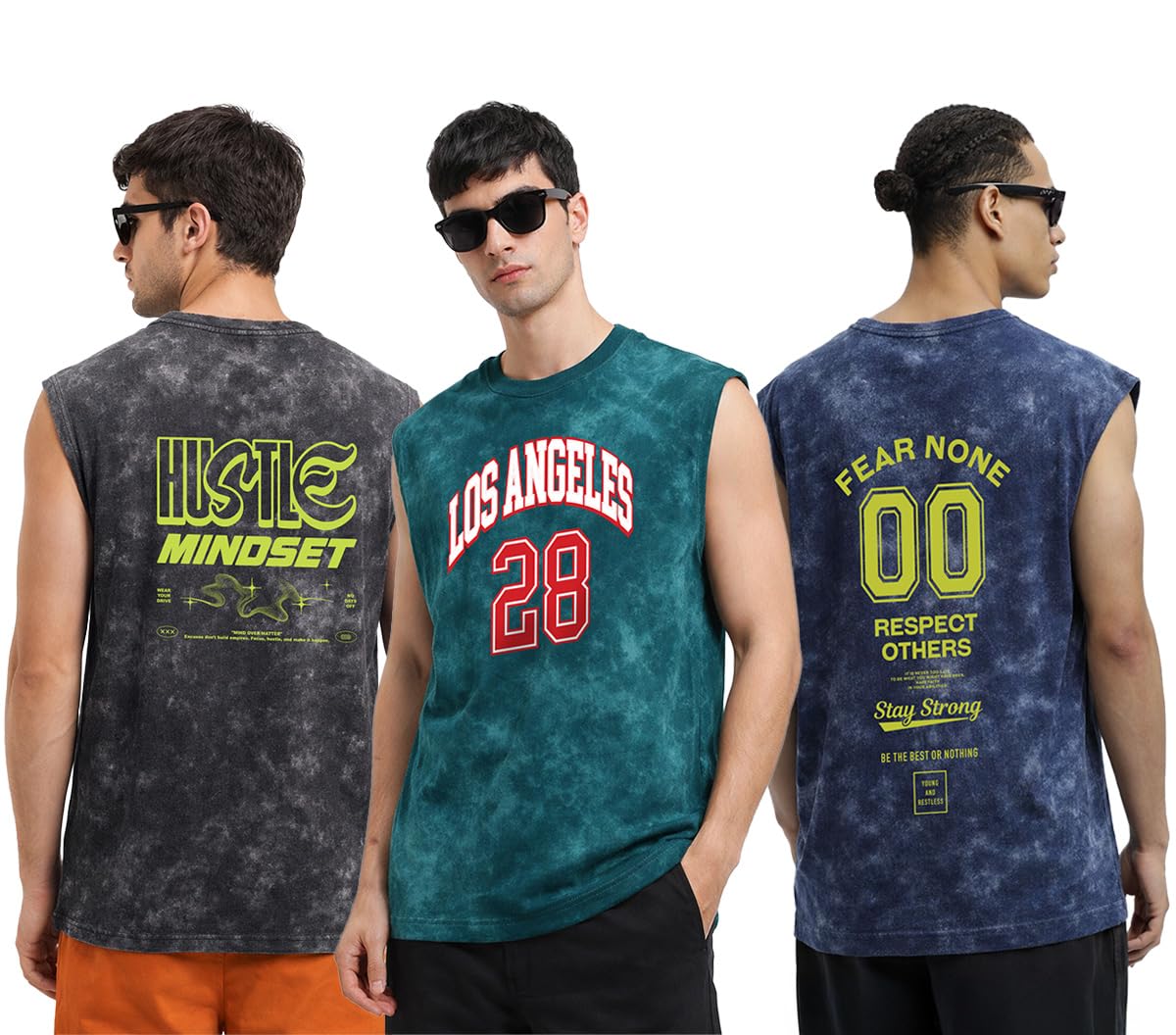 Veirdo® Men’s Sleeveless Cotton Tank Tops, All-Over Printed Design Vests for Beach Wear, Casual & Summer Comfort, Comforta...