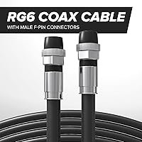 Vista 2 de Cable coaxial THE CIMPLE CO, 50 pies, funda de goma resistente al agua, cable de TV para interiores/exteriores, Internet de alta velocidad, doble