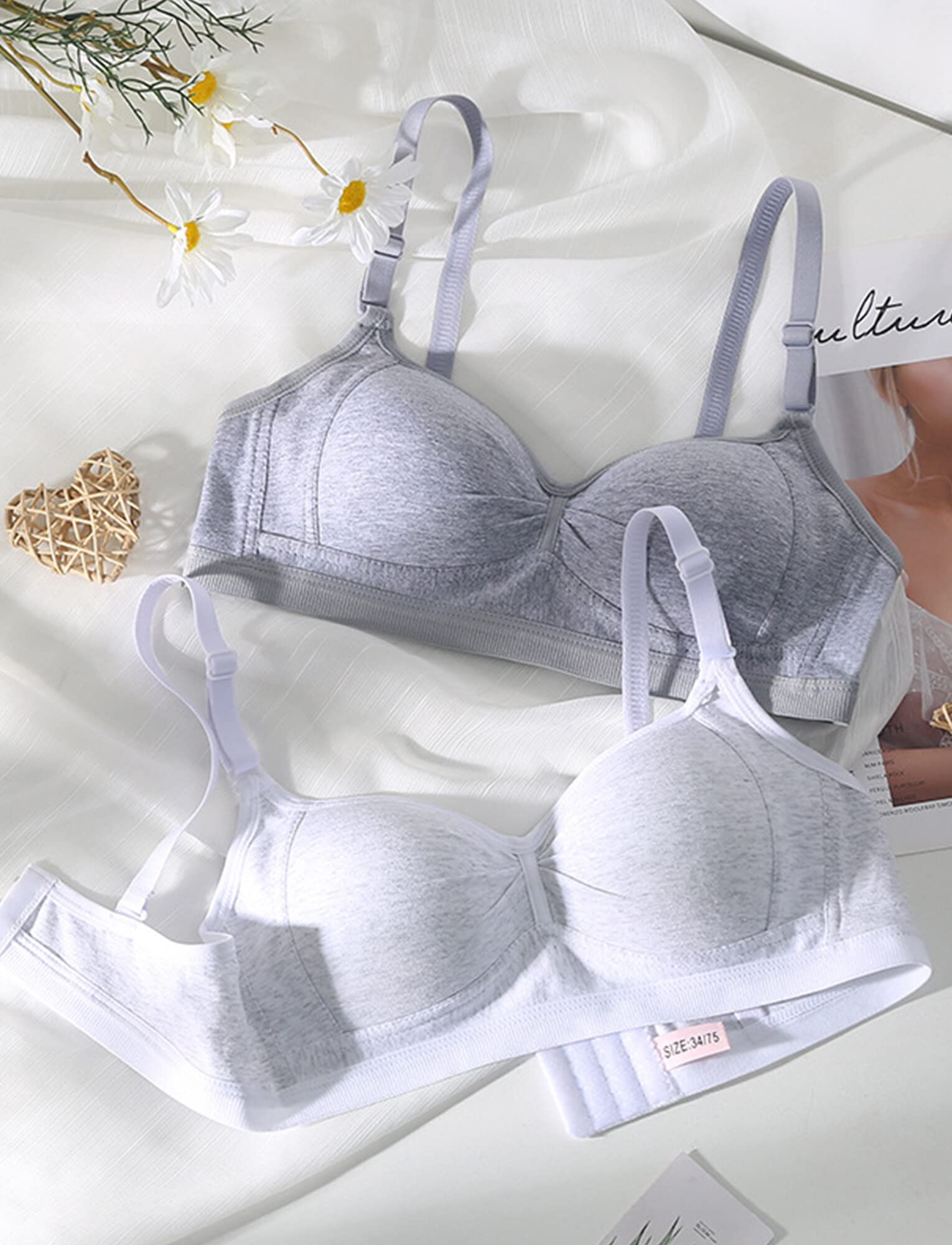 Happy Cherry Lot de 5 Soutiens-Gorge de Sport pour Adolescentes Fille Brassières de sans Armatures