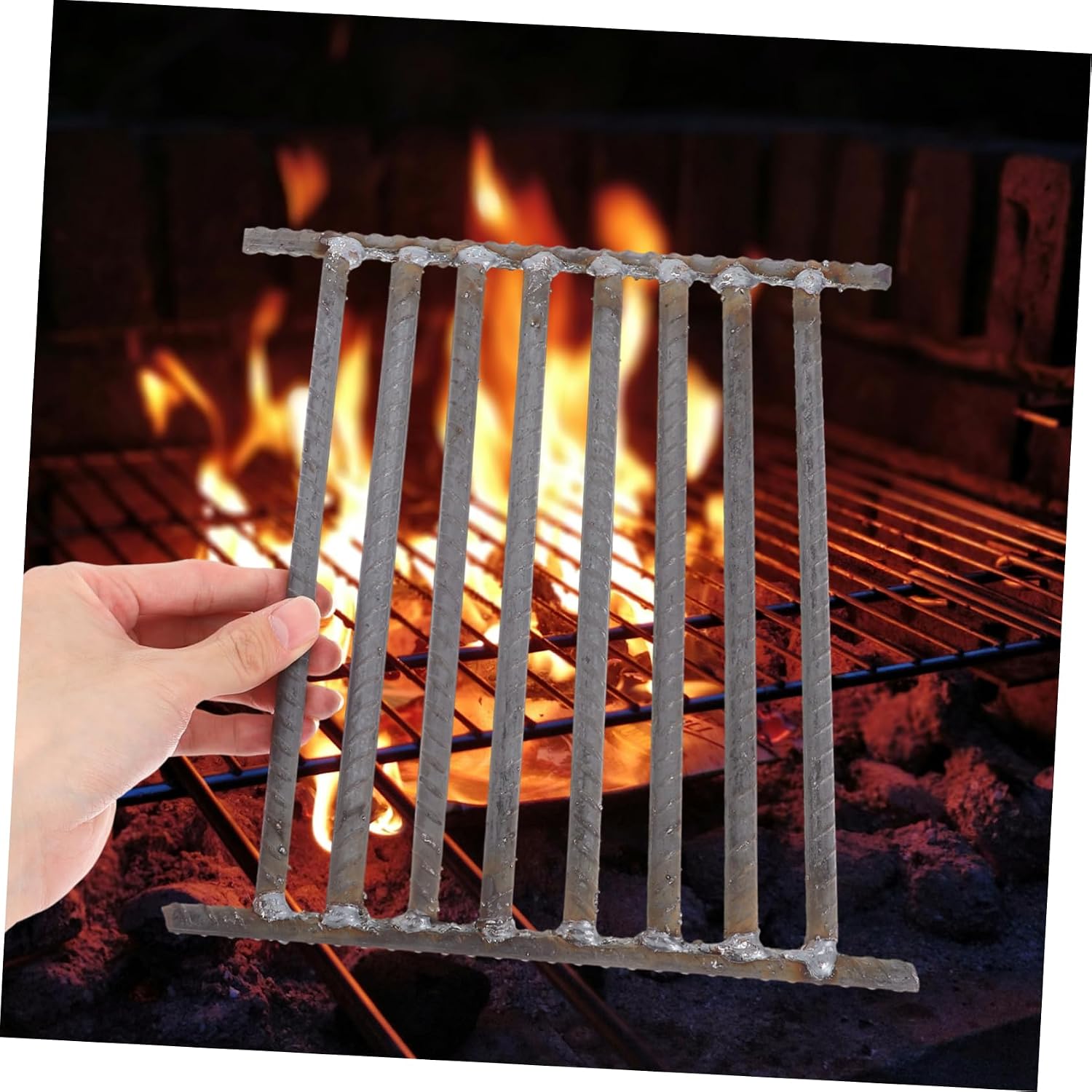 Kisangel Iron Grill Grate for Outdoor Fire Pits Heavy Duty Campfire Cooking Equipment Welded Grate for BBQ and Firewood Rack High Heat Resistance and Enhanced Safety