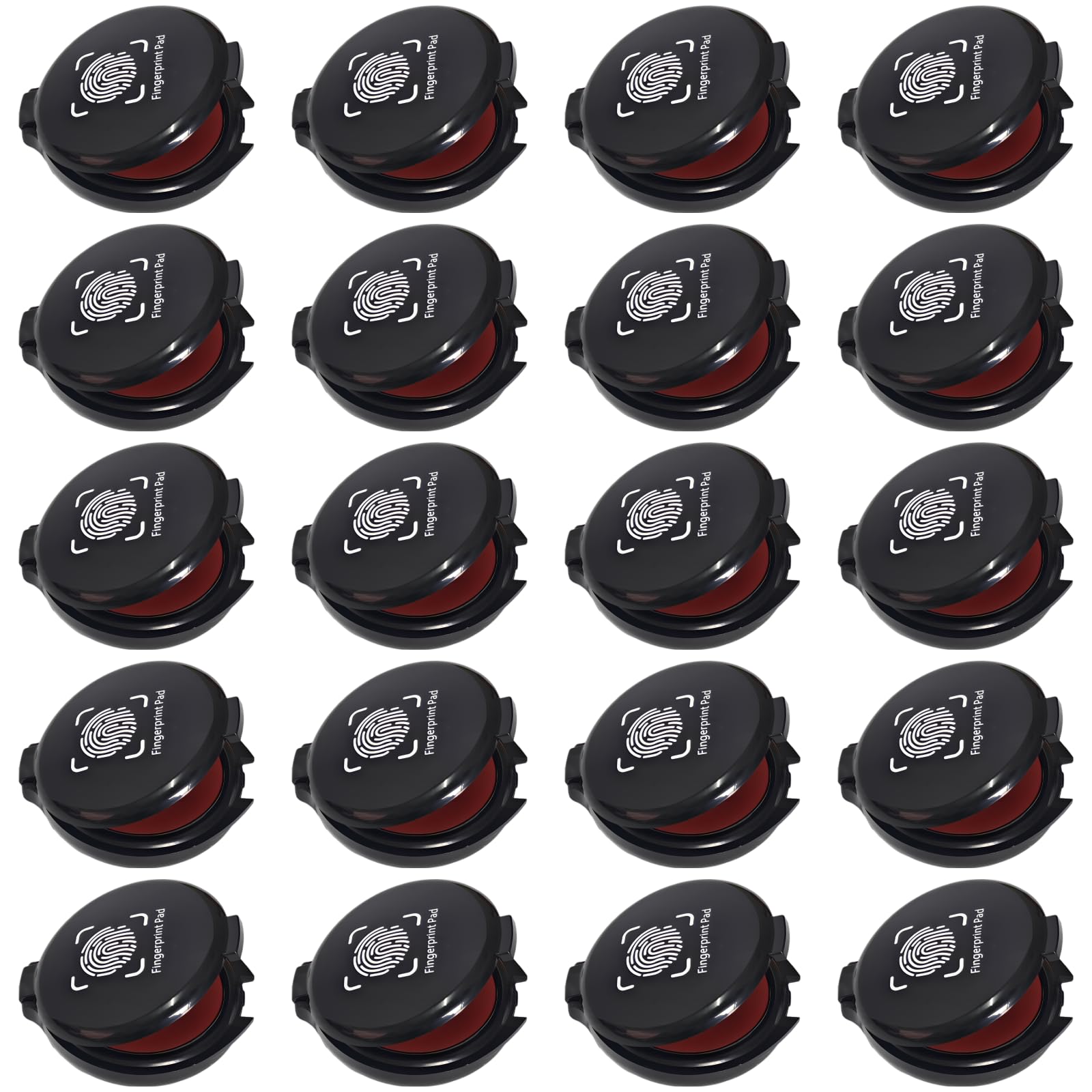 Juego de 20 almohadillas de tinta para huellas dactilares, almohadilla de tinta redonda de 1.9 pulgadas, impresiones rojas claras, almohadillas de sello portátiles fáciles de limpiar para huellas