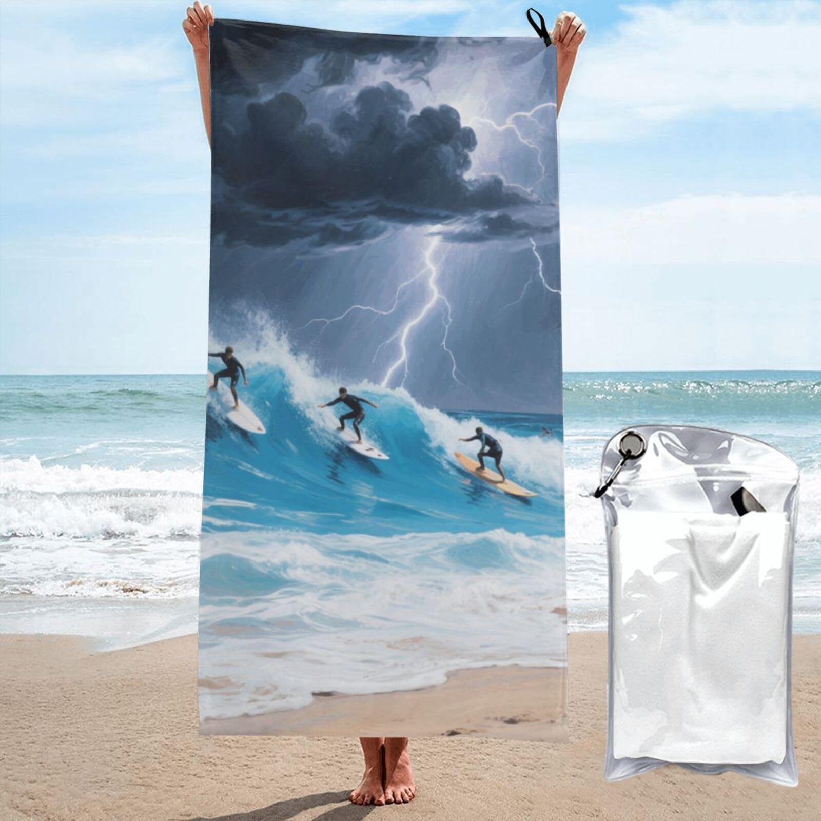 LMNGH Ocean Beach Bath Towel Super Absorbent Quick Dry Bathroom Towel Sand Free Microfiber Beach Towels for Bathroom, Gym, Spa and Hotel Towel 27.5"x55"